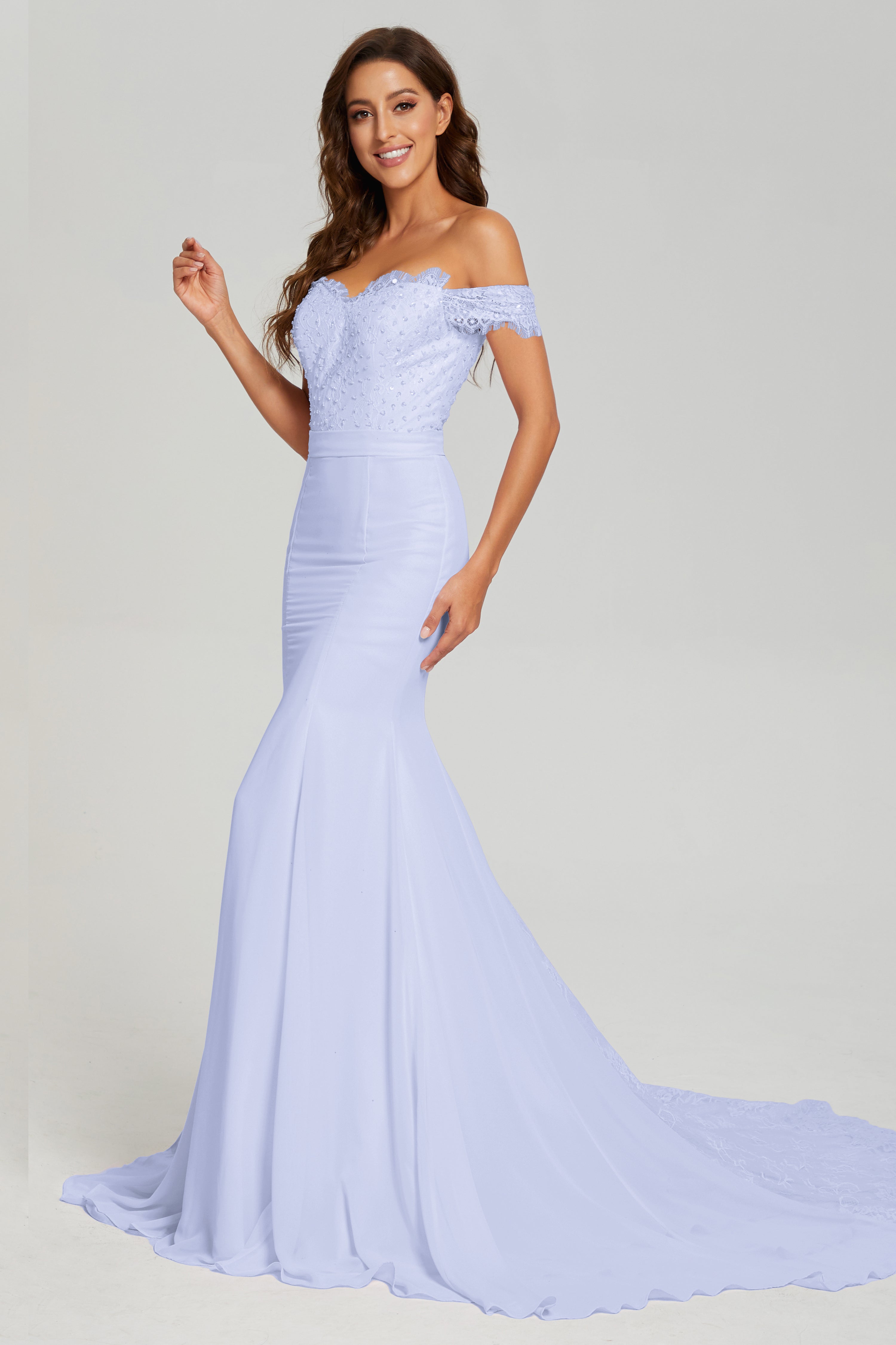 Off the Shoulder Mermaid Prom Dresses with Trailing