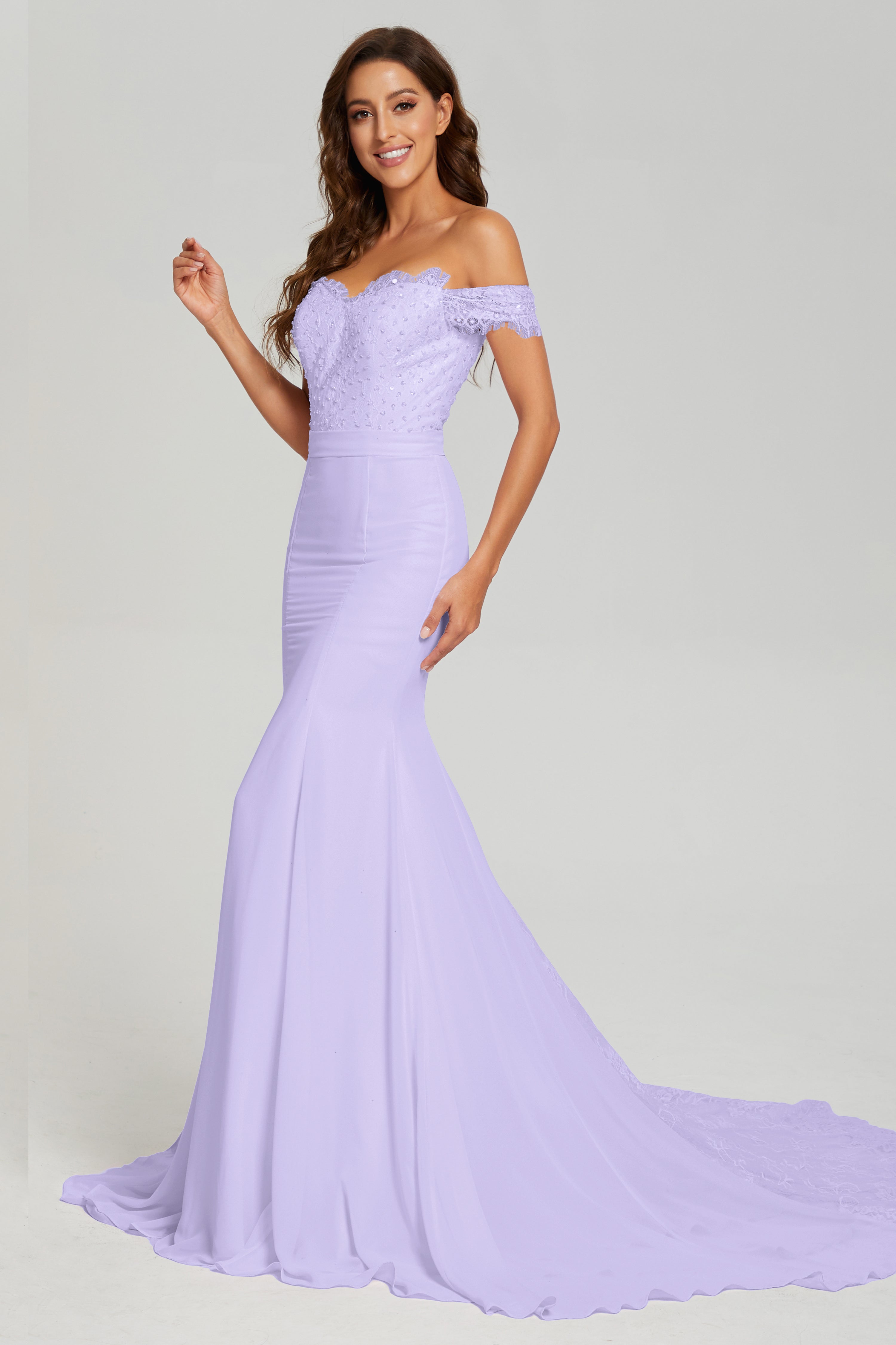 Off the Shoulder Mermaid Prom Dresses with Trailing