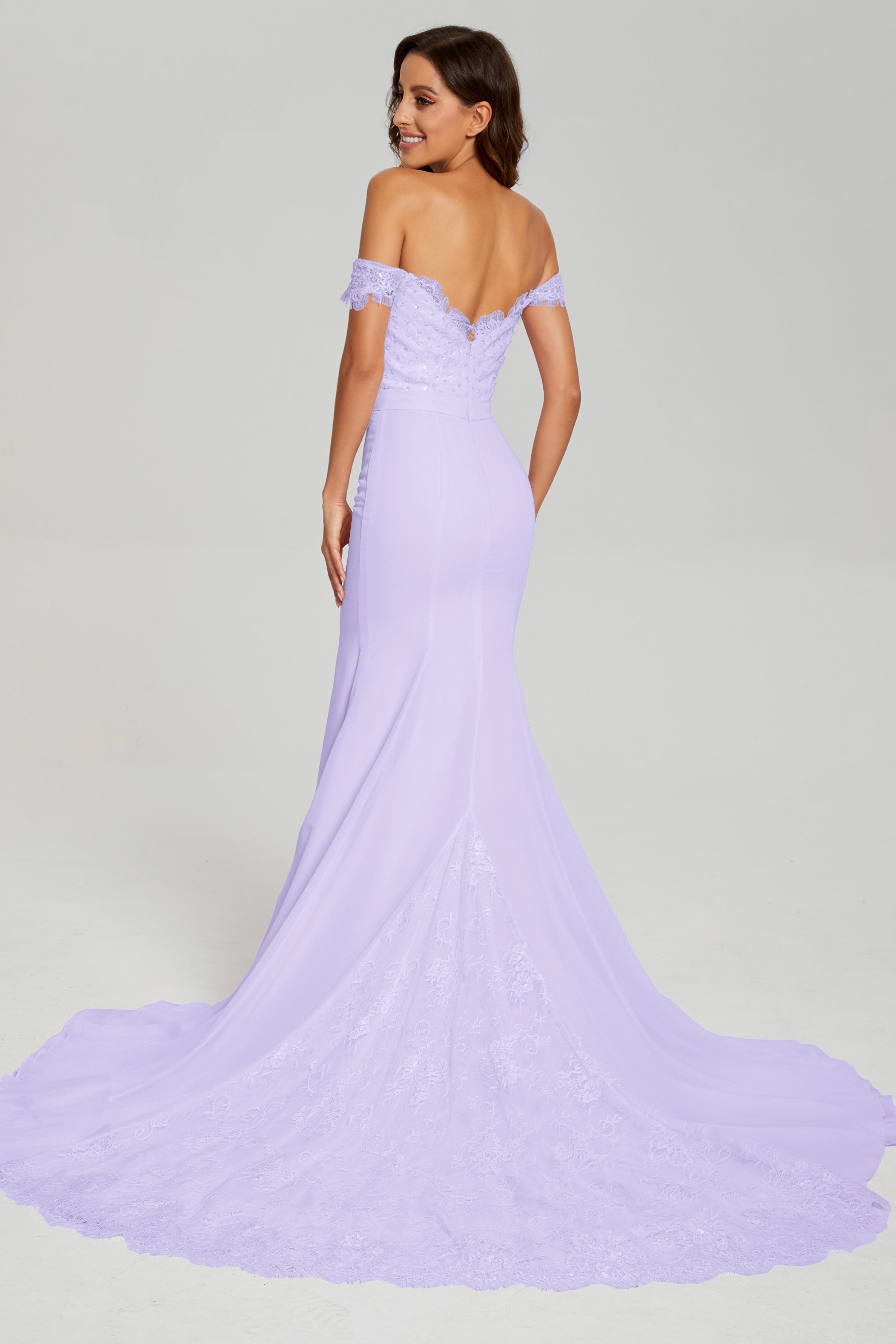 Off the Shoulder Mermaid Prom Dresses with Trailing