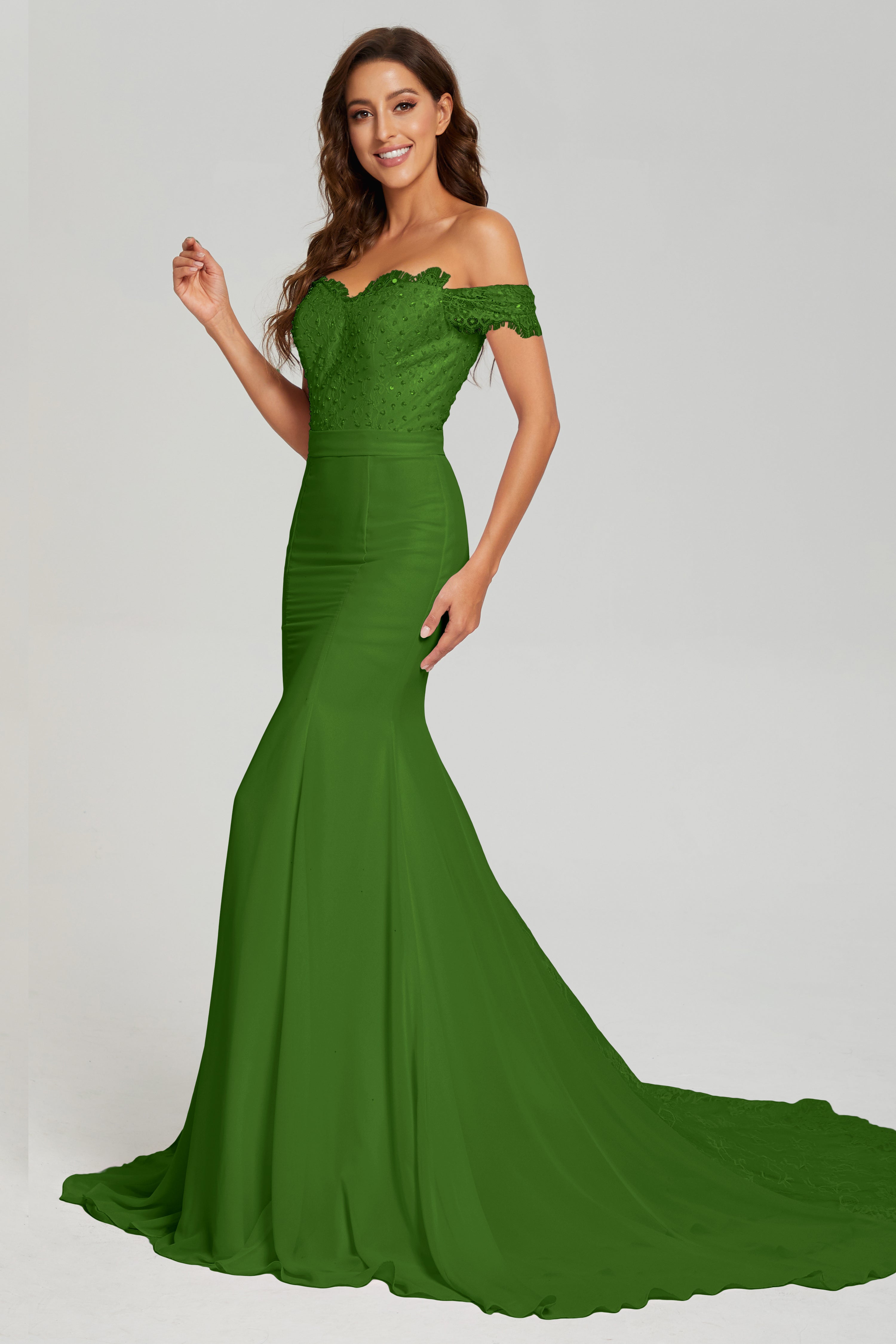 Off the Shoulder Mermaid Prom Dresses with Trailing