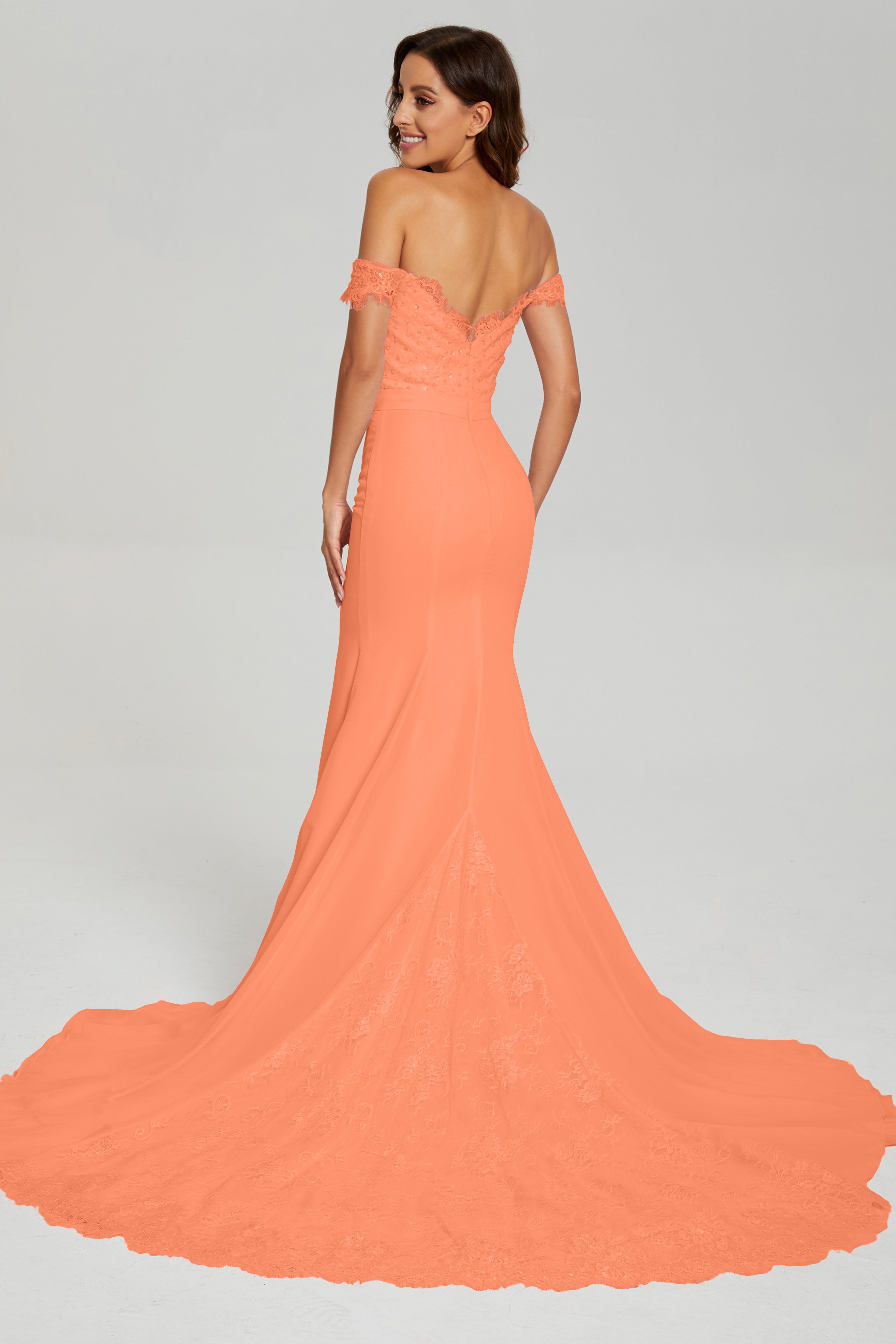 Off the Shoulder Mermaid Prom Dresses with Trailing