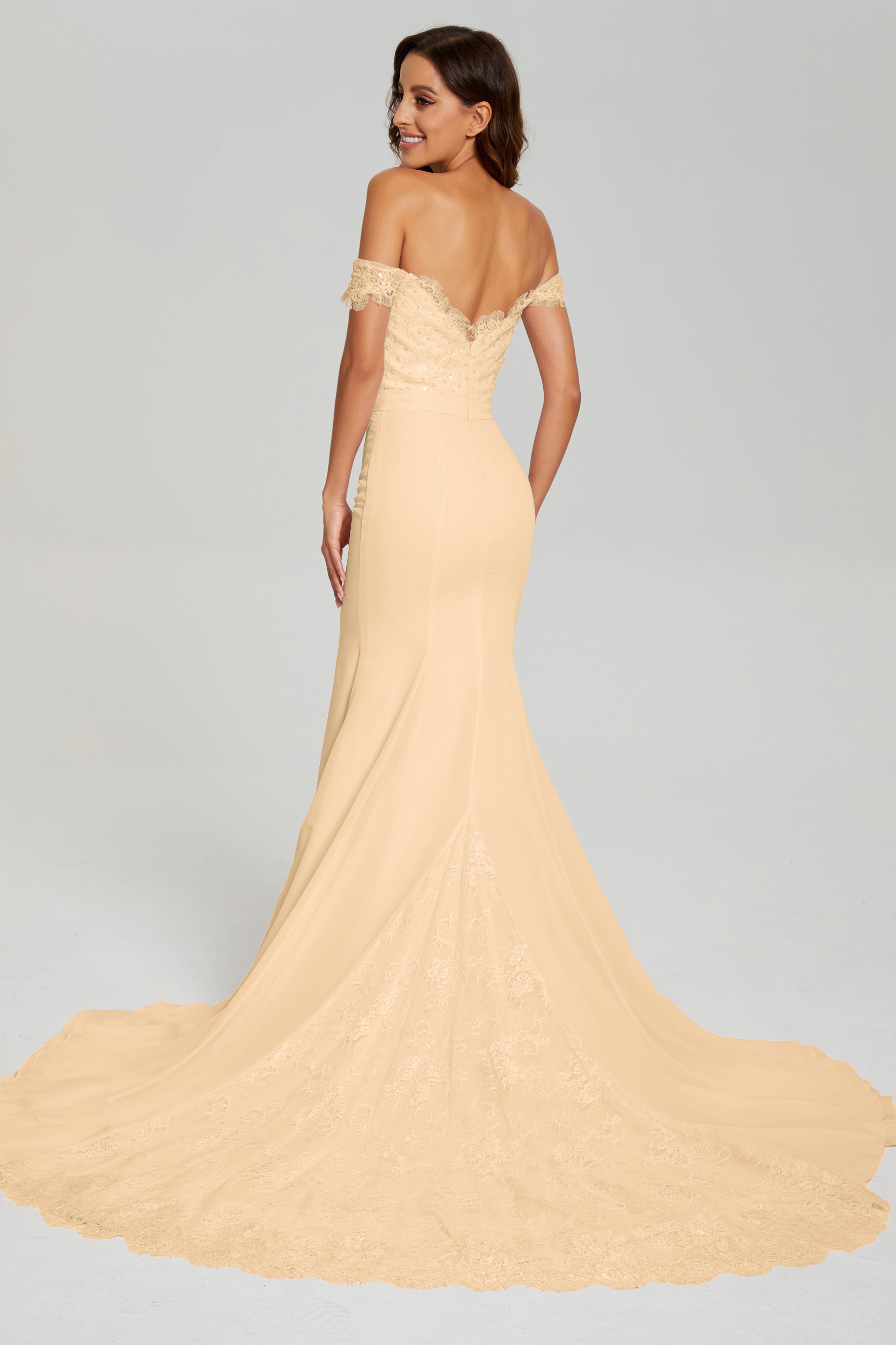 Off the Shoulder Mermaid Prom Dresses with Trailing