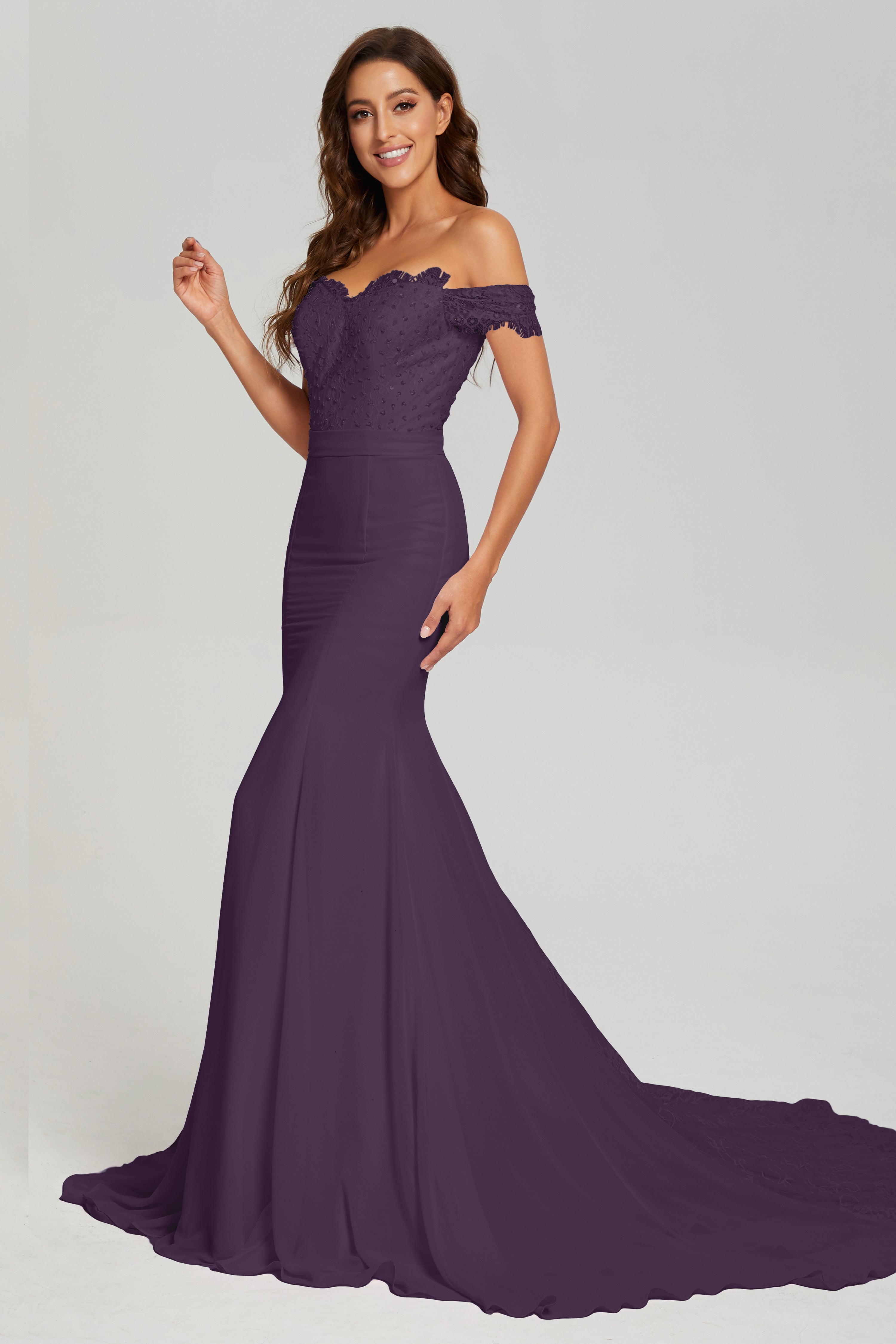 Off the Shoulder Mermaid Prom Dresses with Trailing