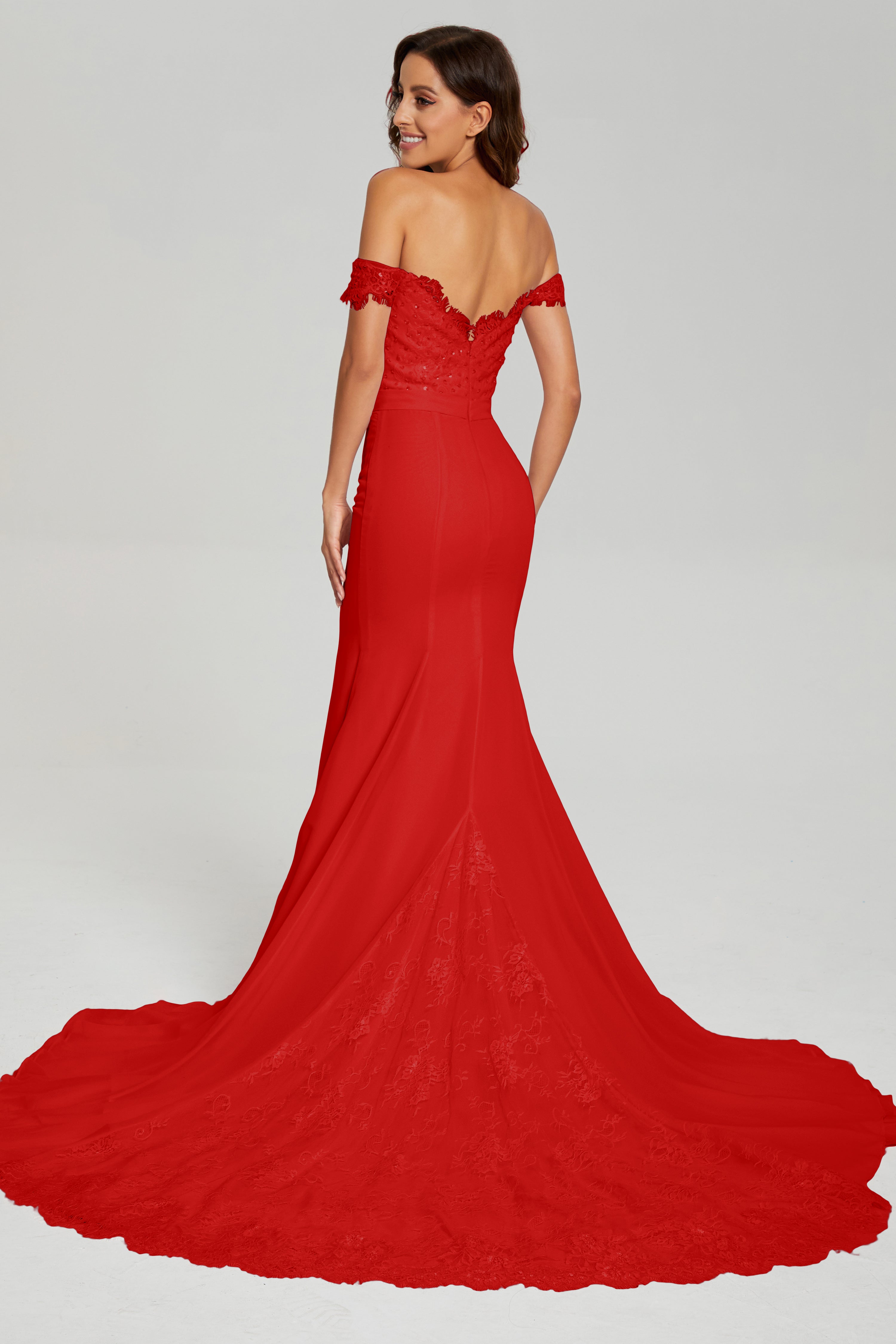 Off the Shoulder Mermaid Prom Dresses with Trailing