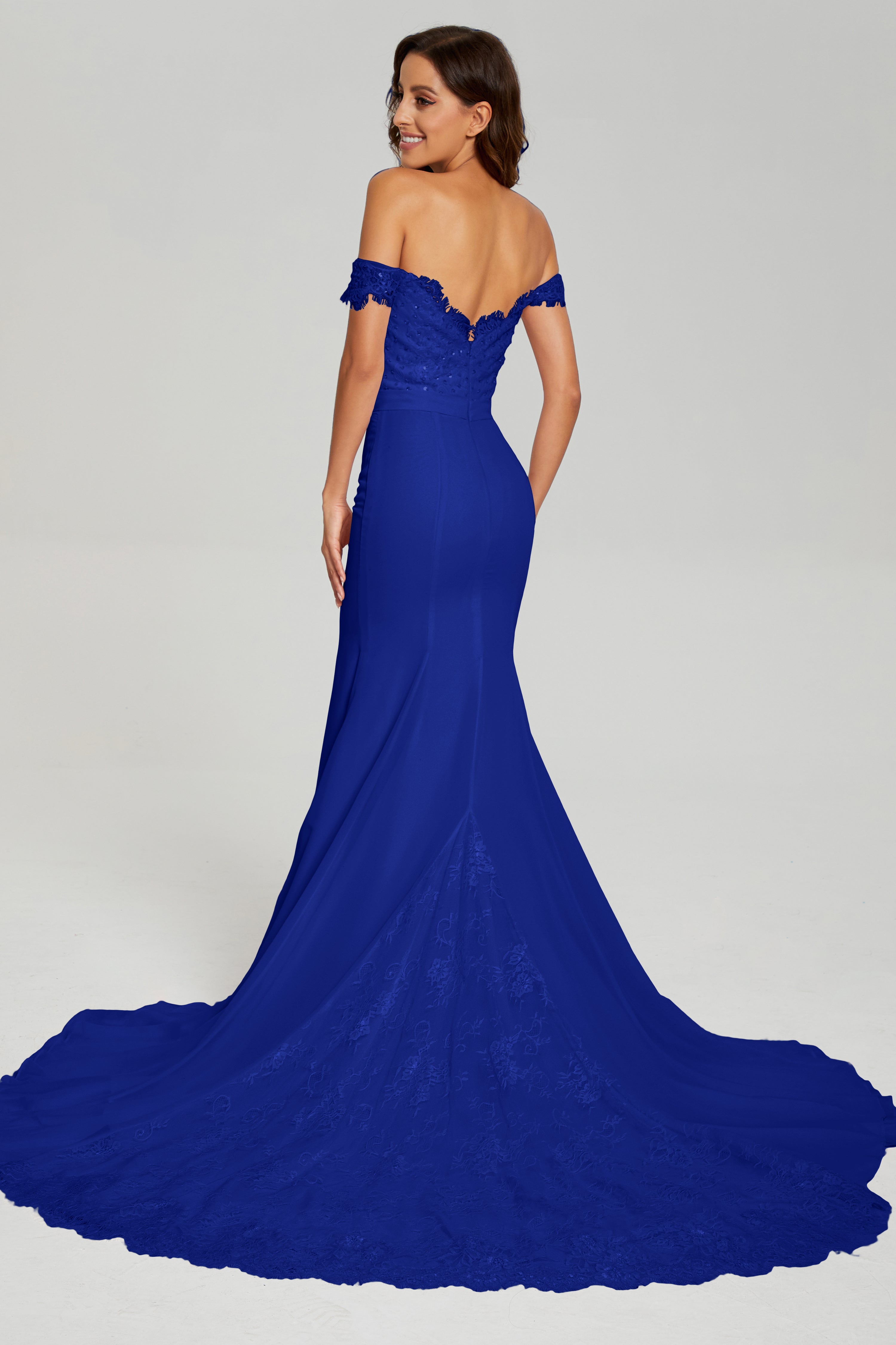 Off the Shoulder Mermaid Prom Dresses with Trailing