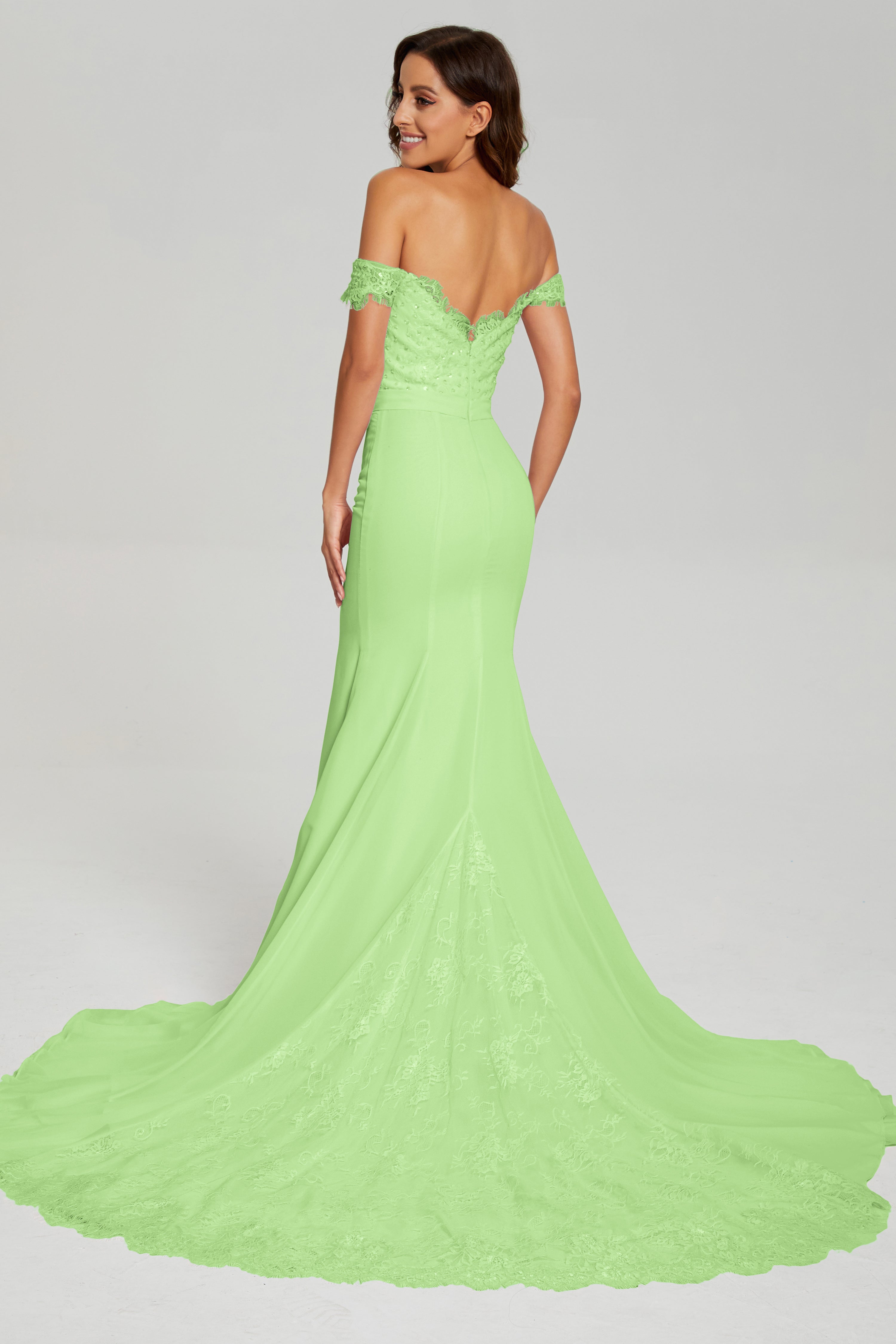 Off the Shoulder Mermaid Prom Dresses with Trailing