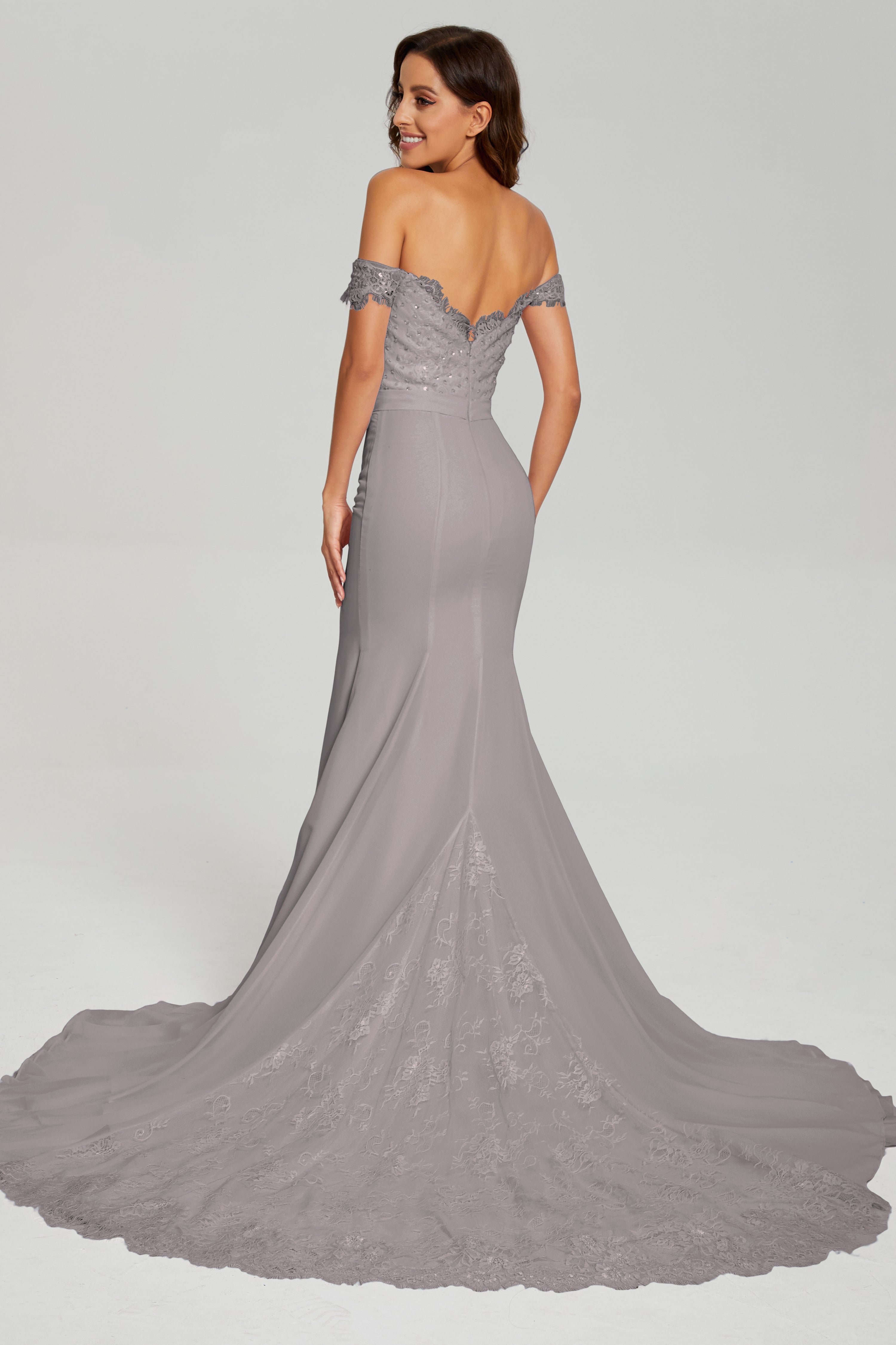 Off the Shoulder Mermaid Prom Dresses with Trailing