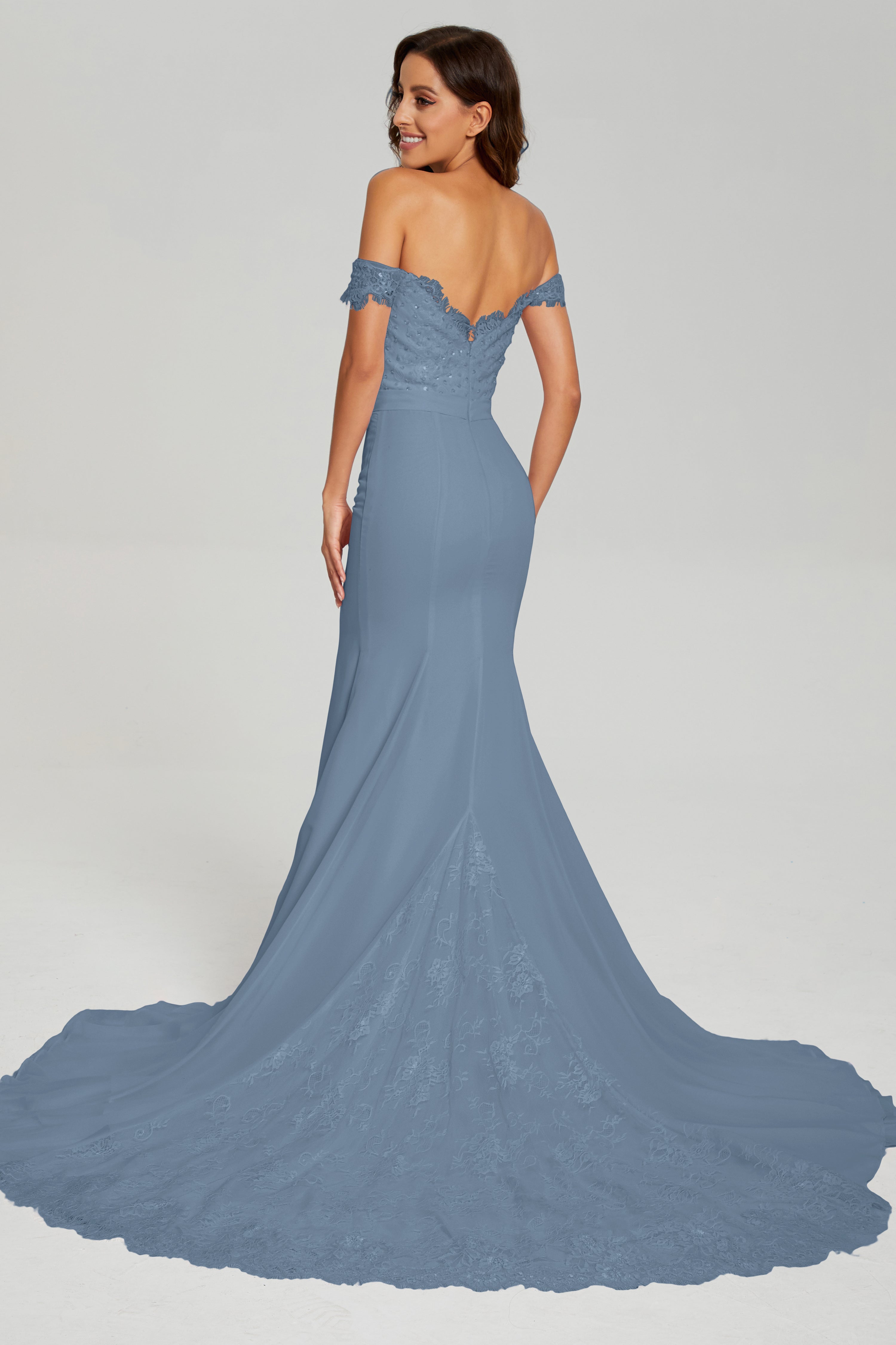 Off the Shoulder Mermaid Prom Dresses with Trailing