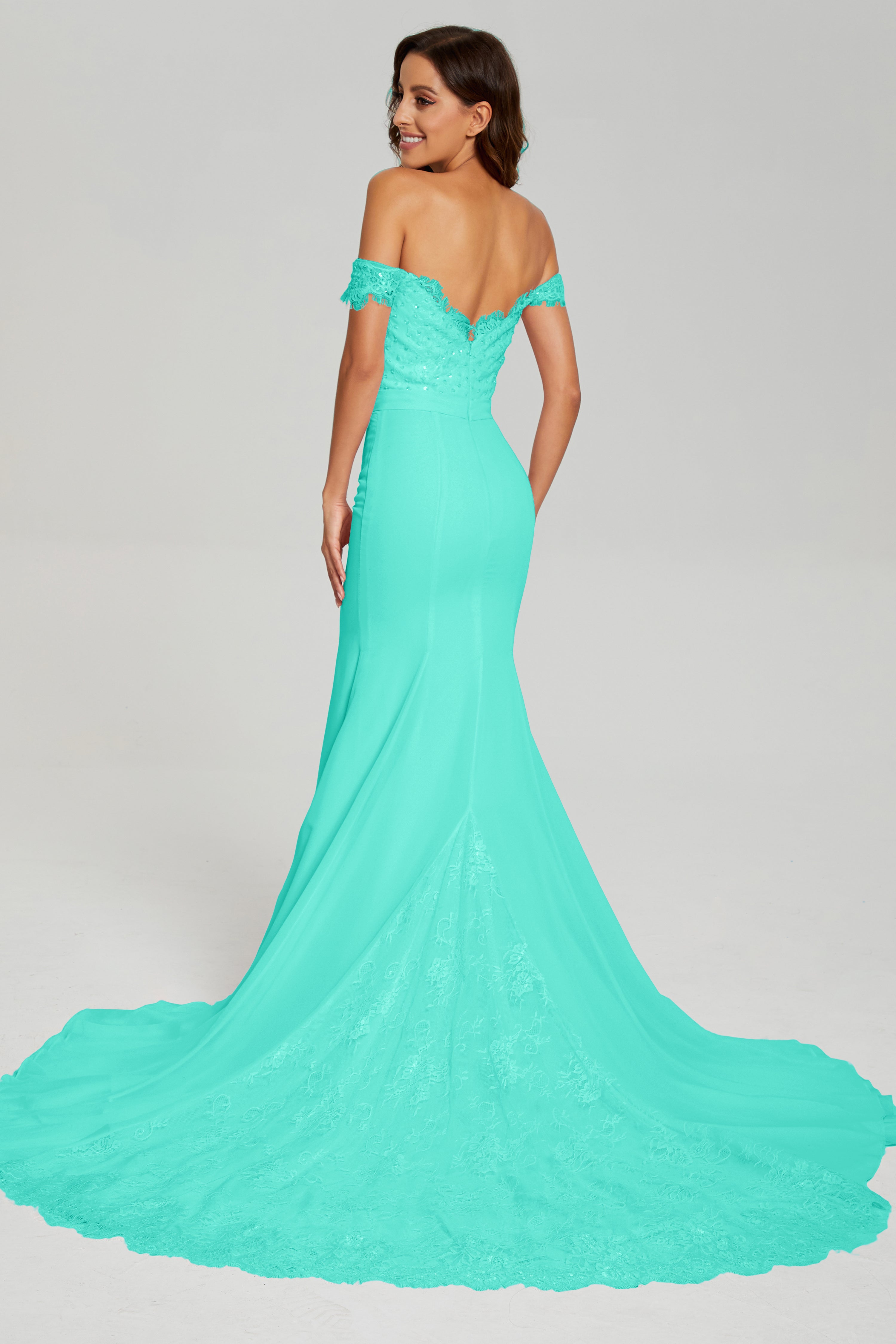 Off the Shoulder Mermaid Prom Dresses with Trailing