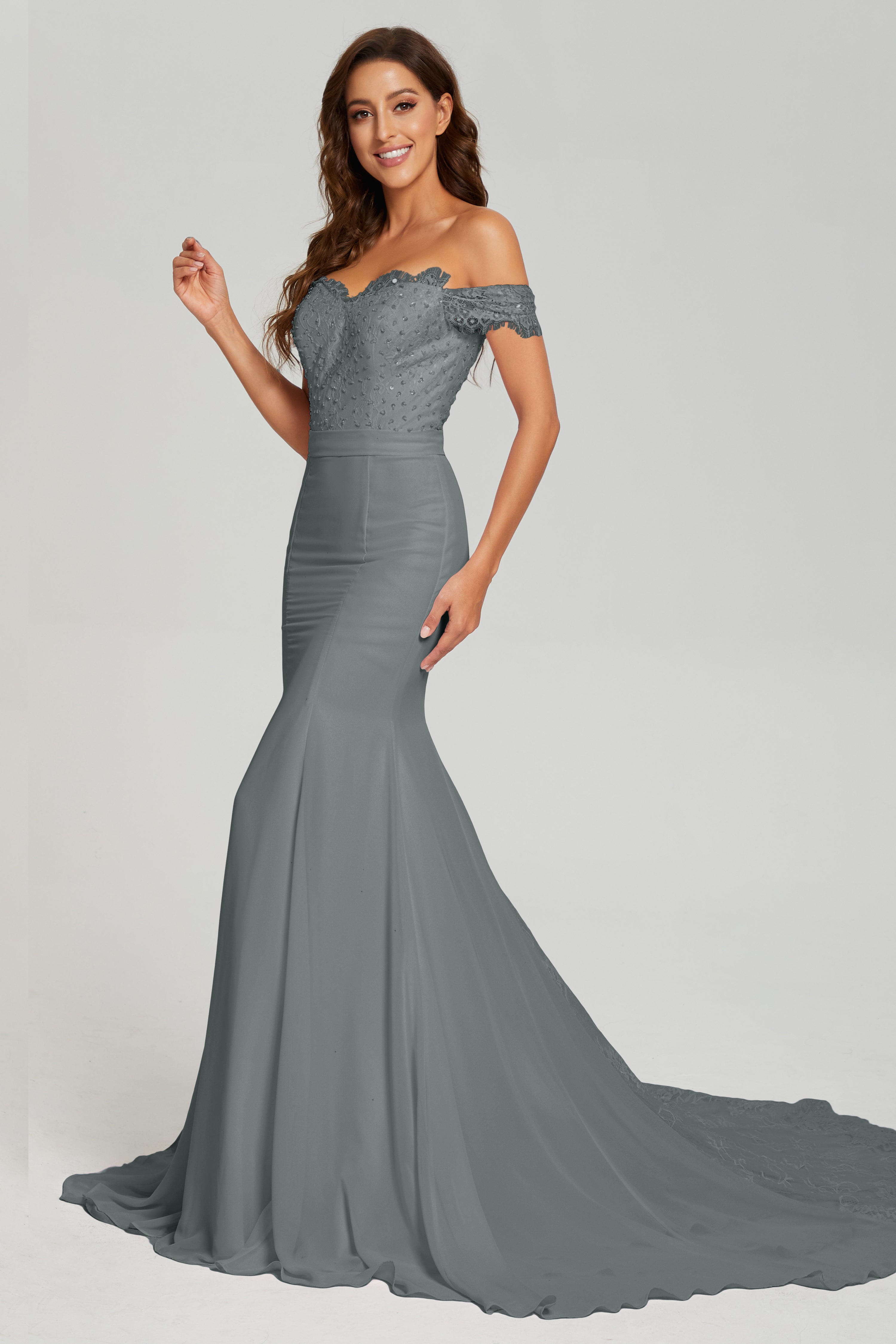 Off the Shoulder Mermaid Prom Dresses with Trailing