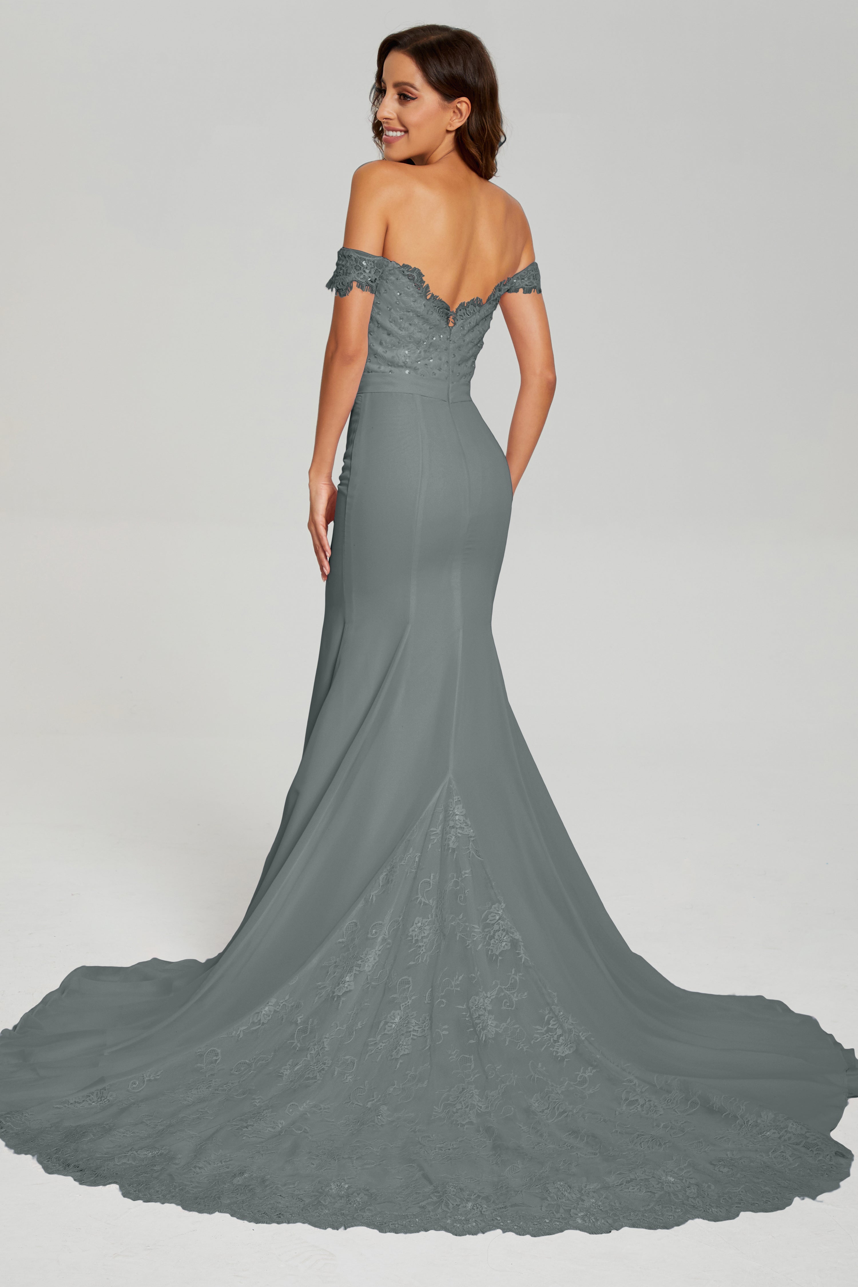 Off the Shoulder Mermaid Prom Dresses with Trailing