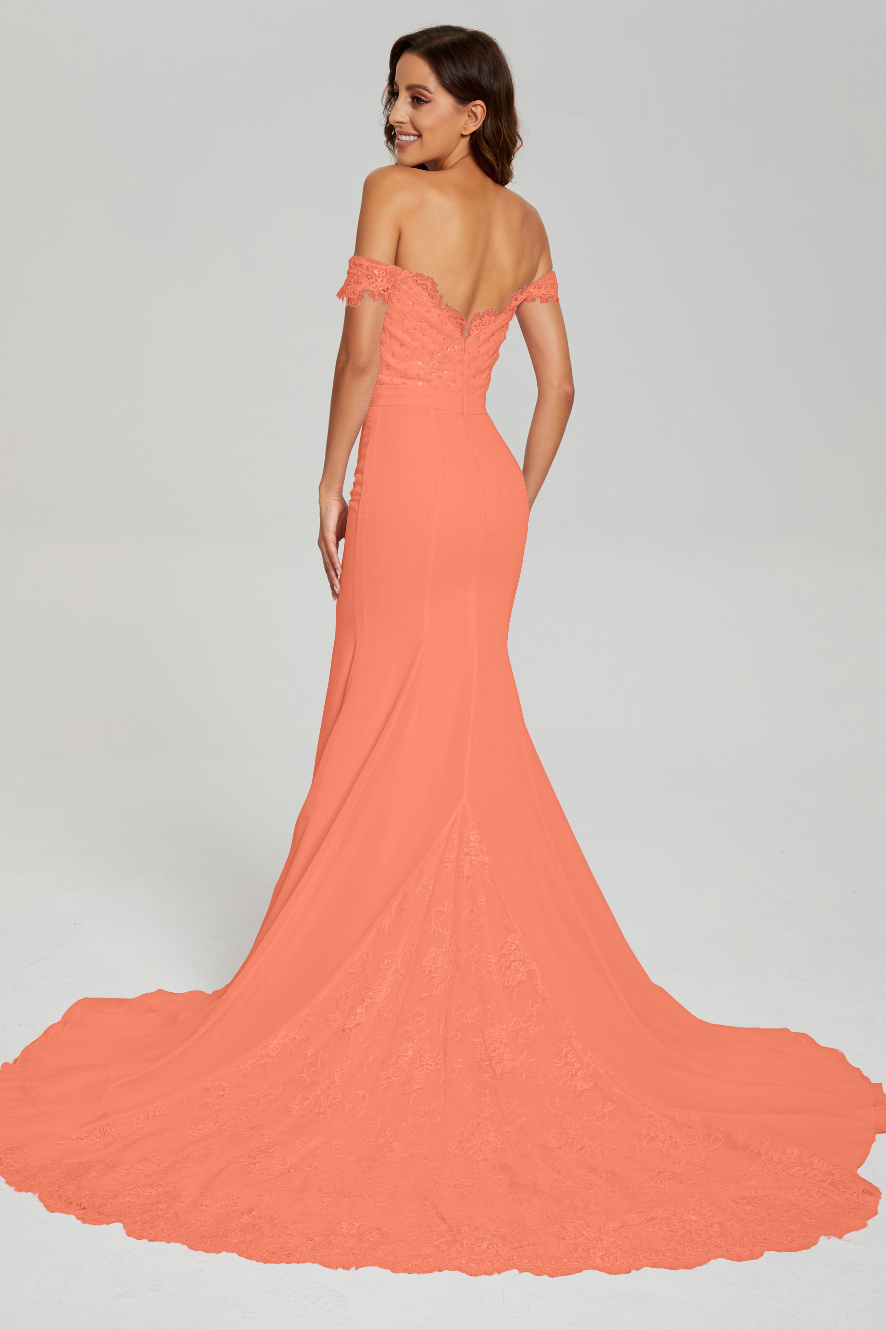 Off the Shoulder Mermaid Prom Dresses with Trailing