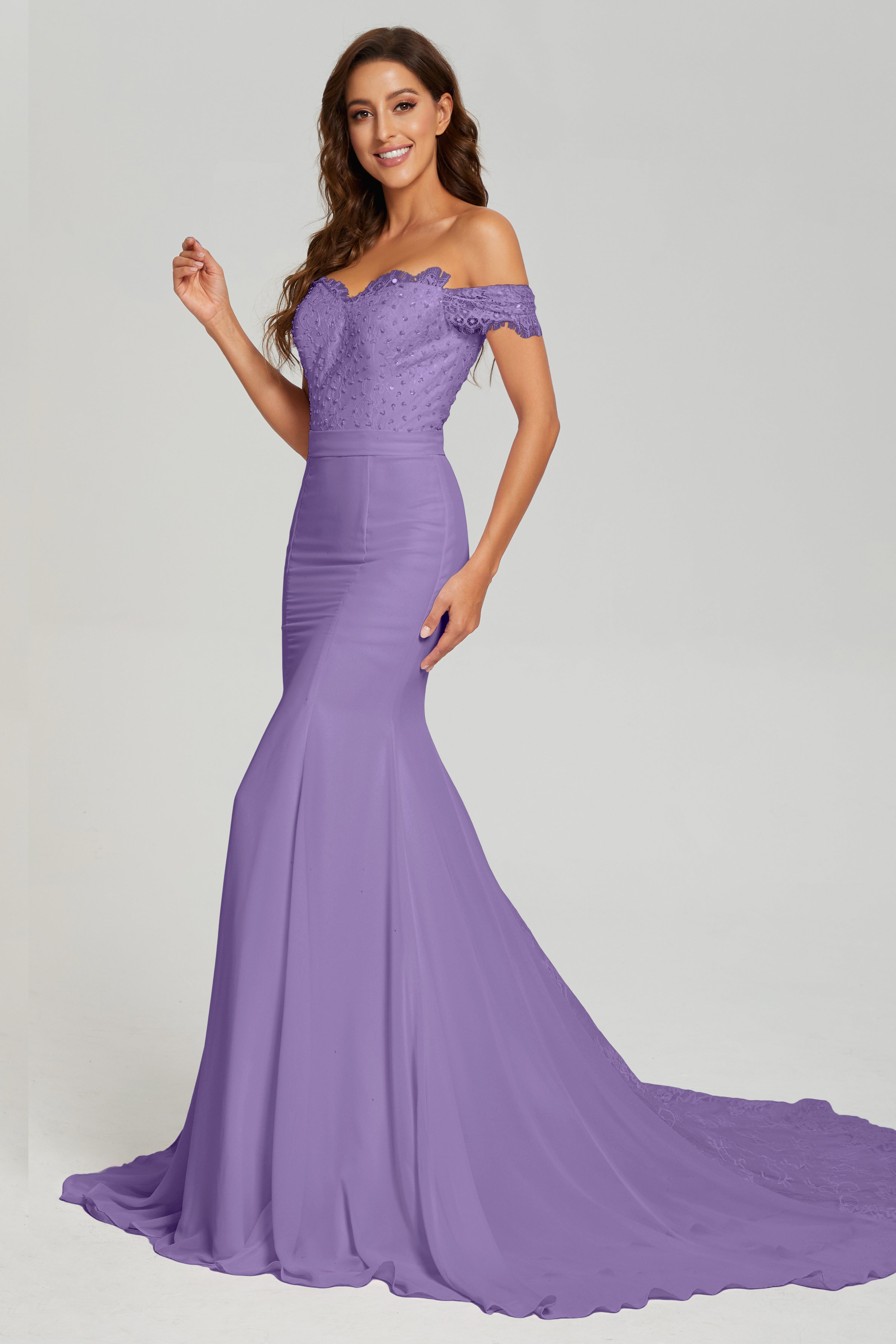 Off the Shoulder Mermaid Prom Dresses with Trailing