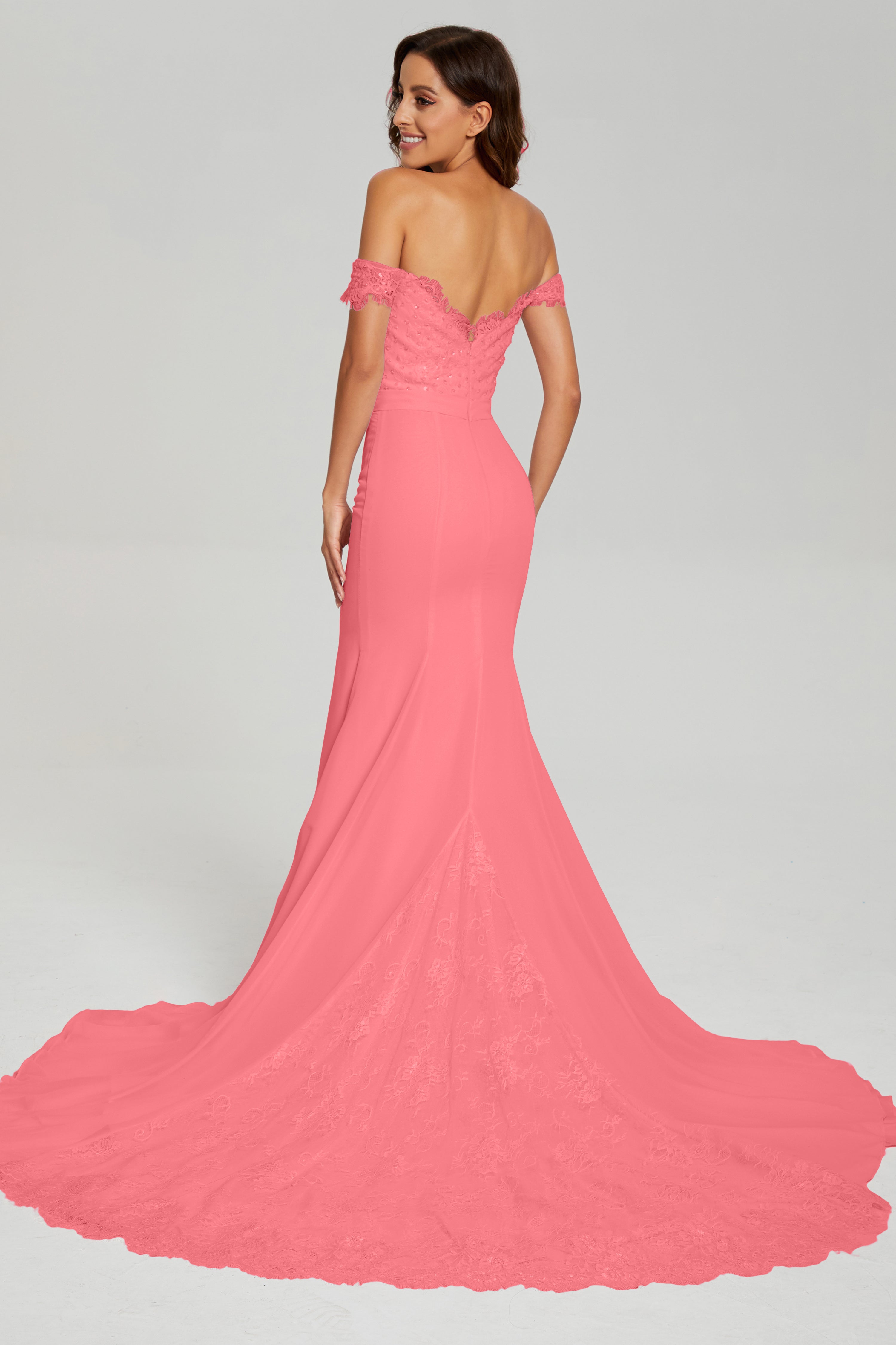 Off the Shoulder Mermaid Prom Dresses with Trailing