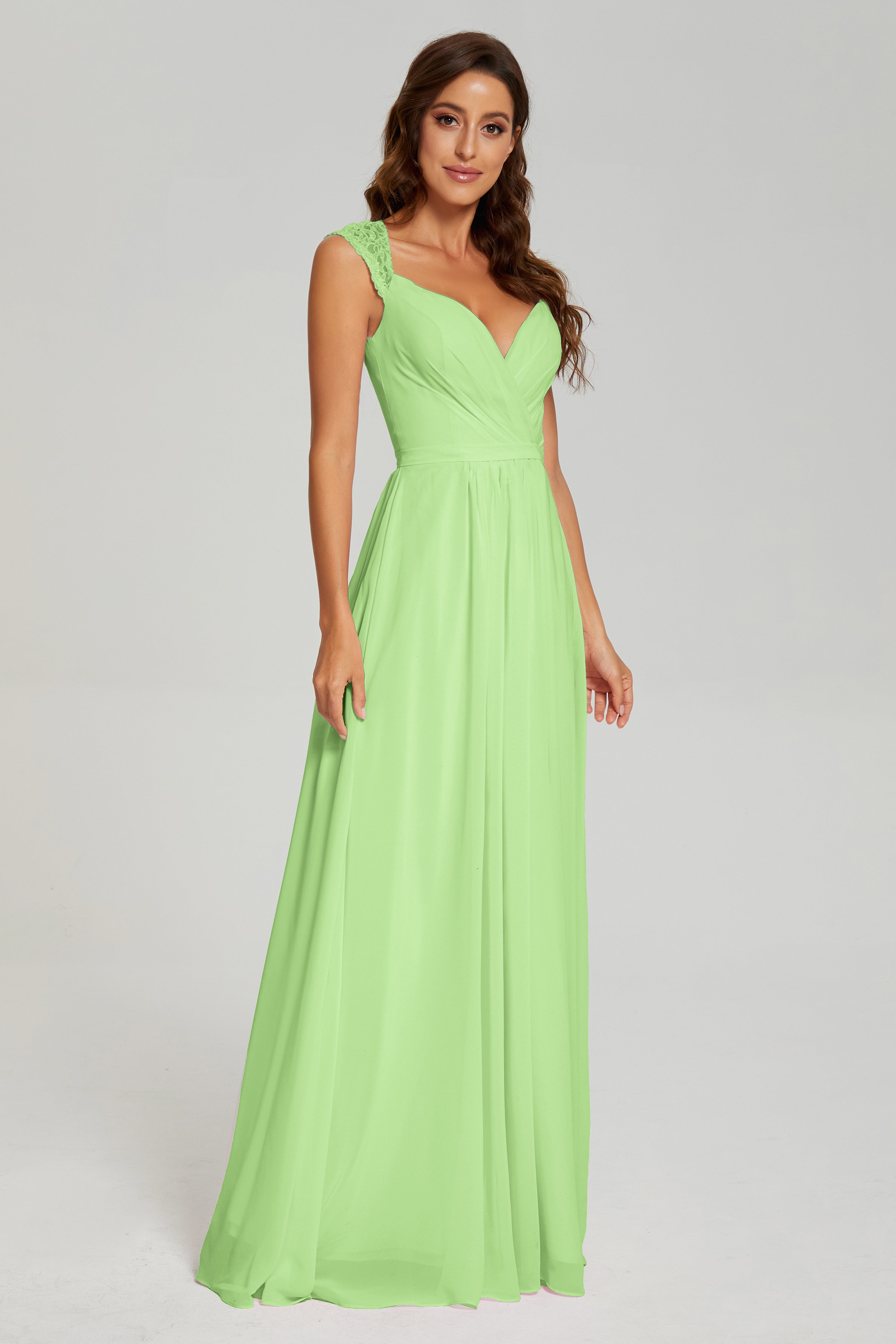 Open Back Cap Sleeve Chiffon Long Prom Dresses