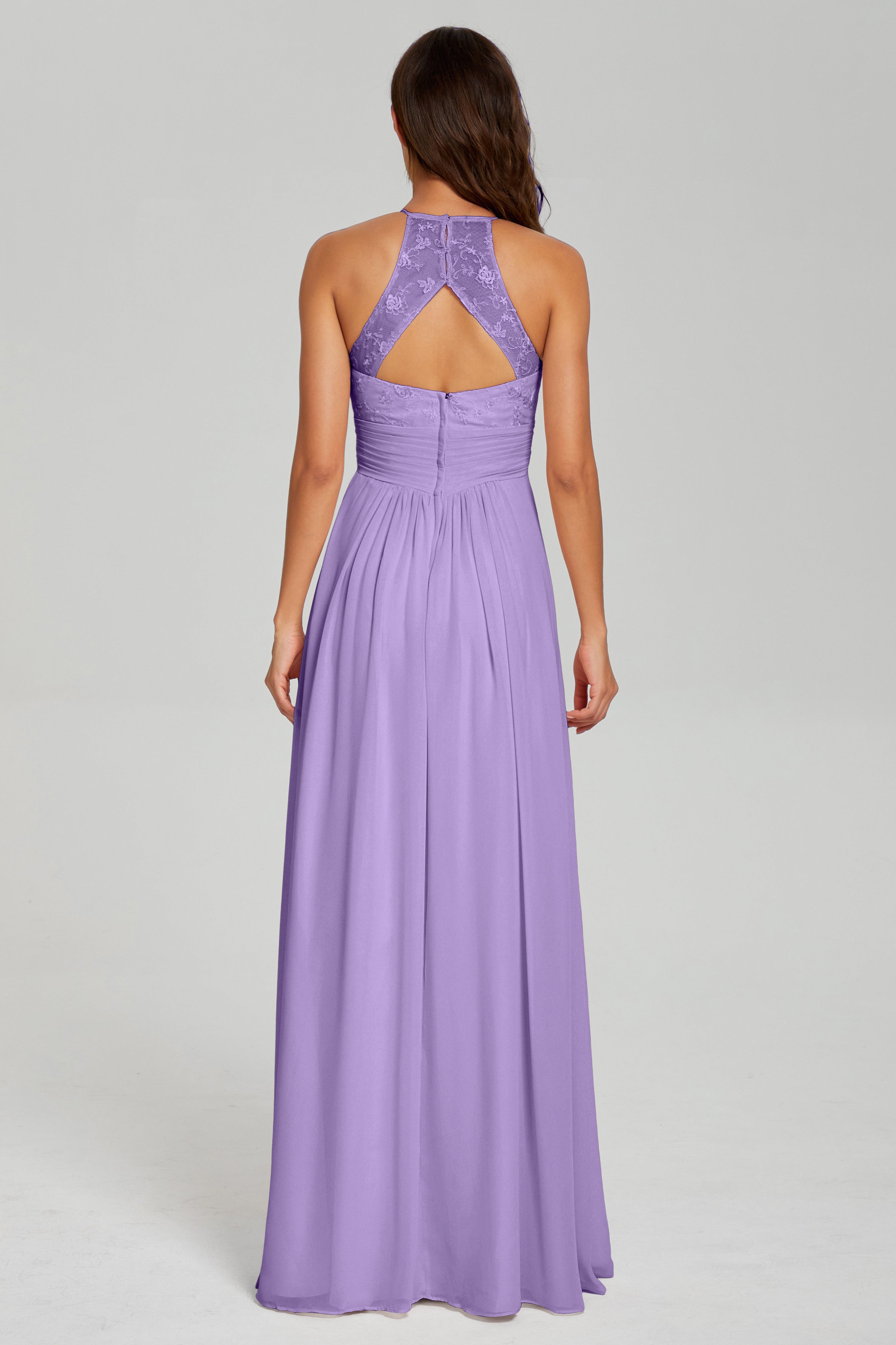 Open Back Halter Pleating Prom Dresses