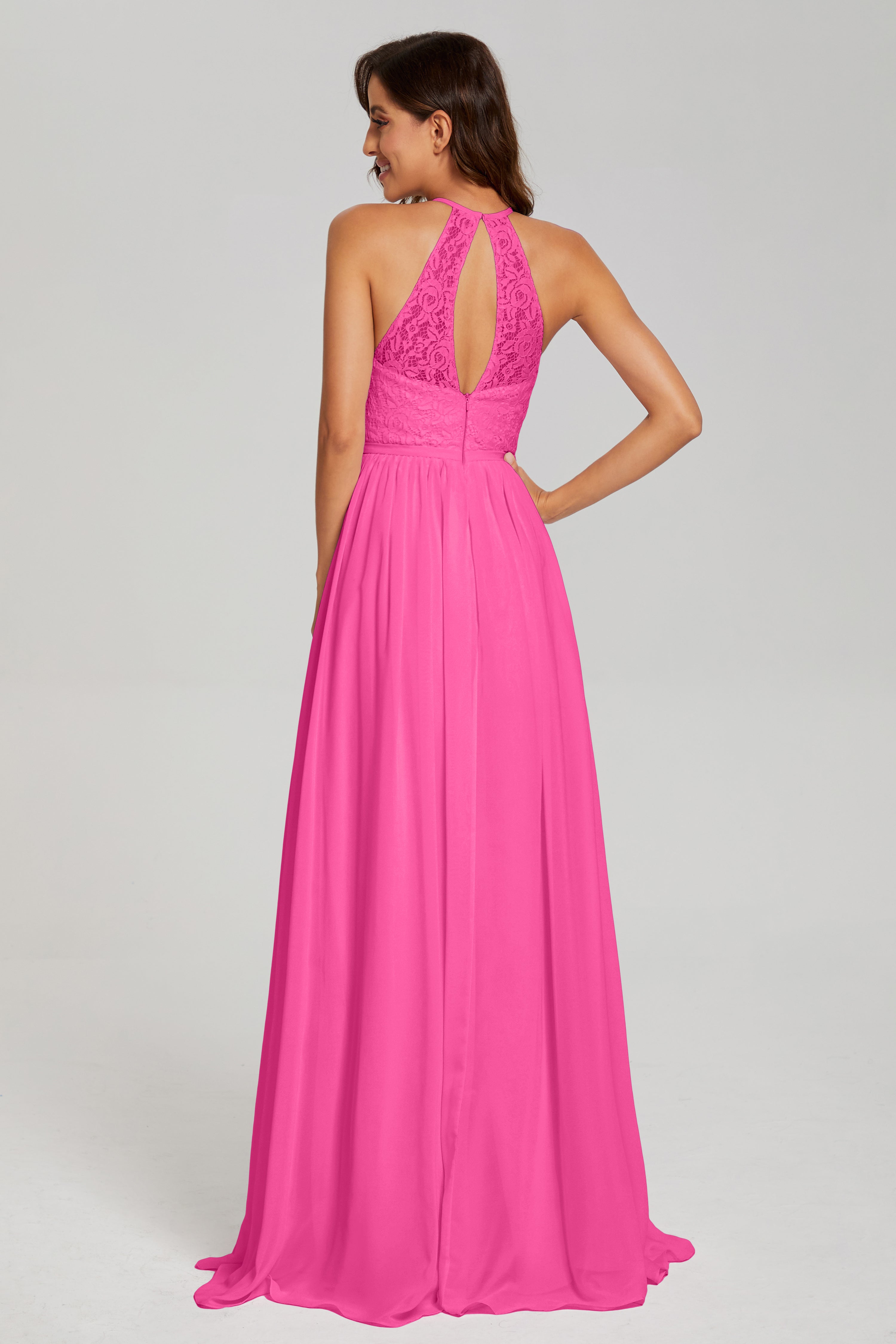 Open Back Sleeveless Halter Prom Dresses