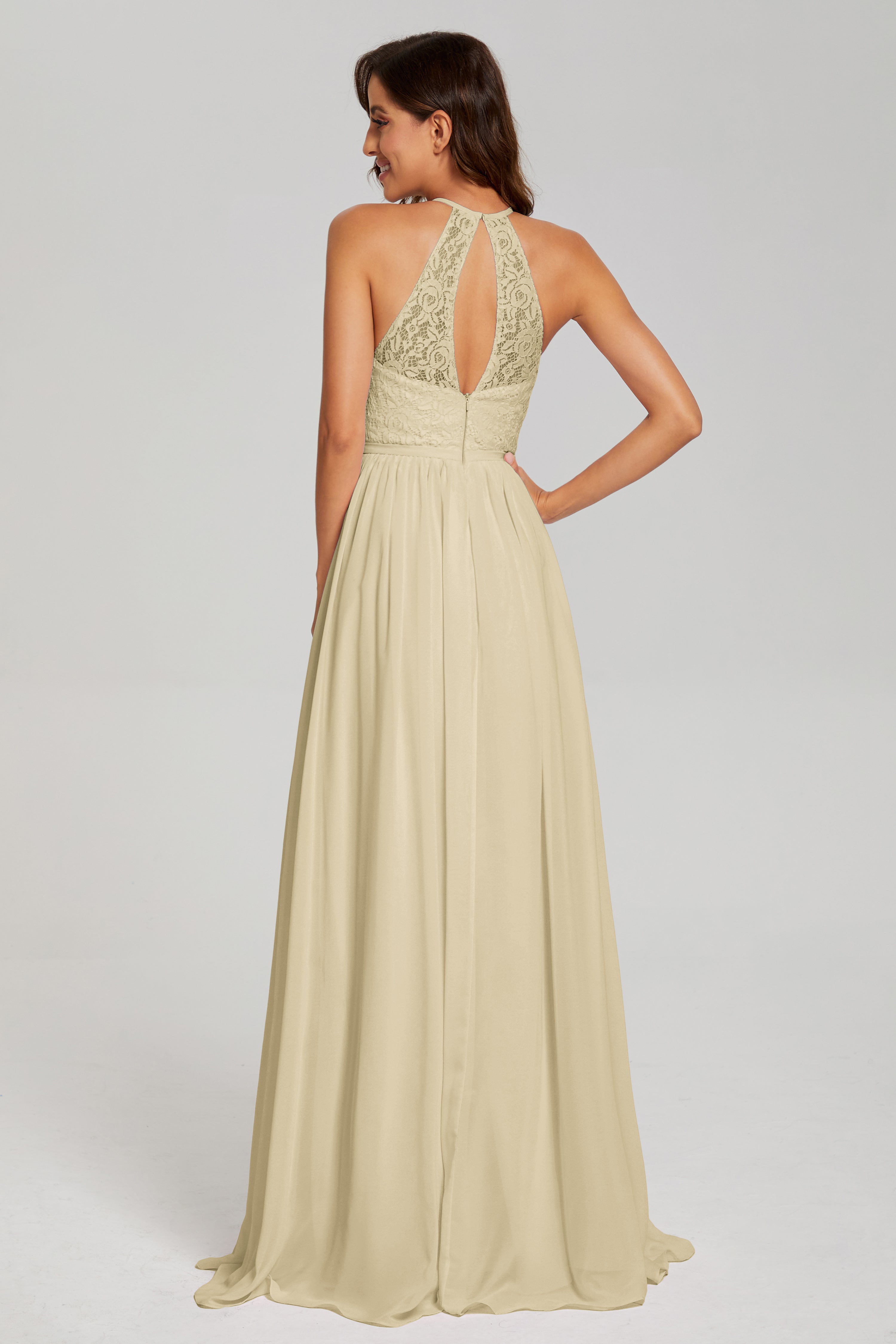 Open Back Sleeveless Halter Prom Dresses