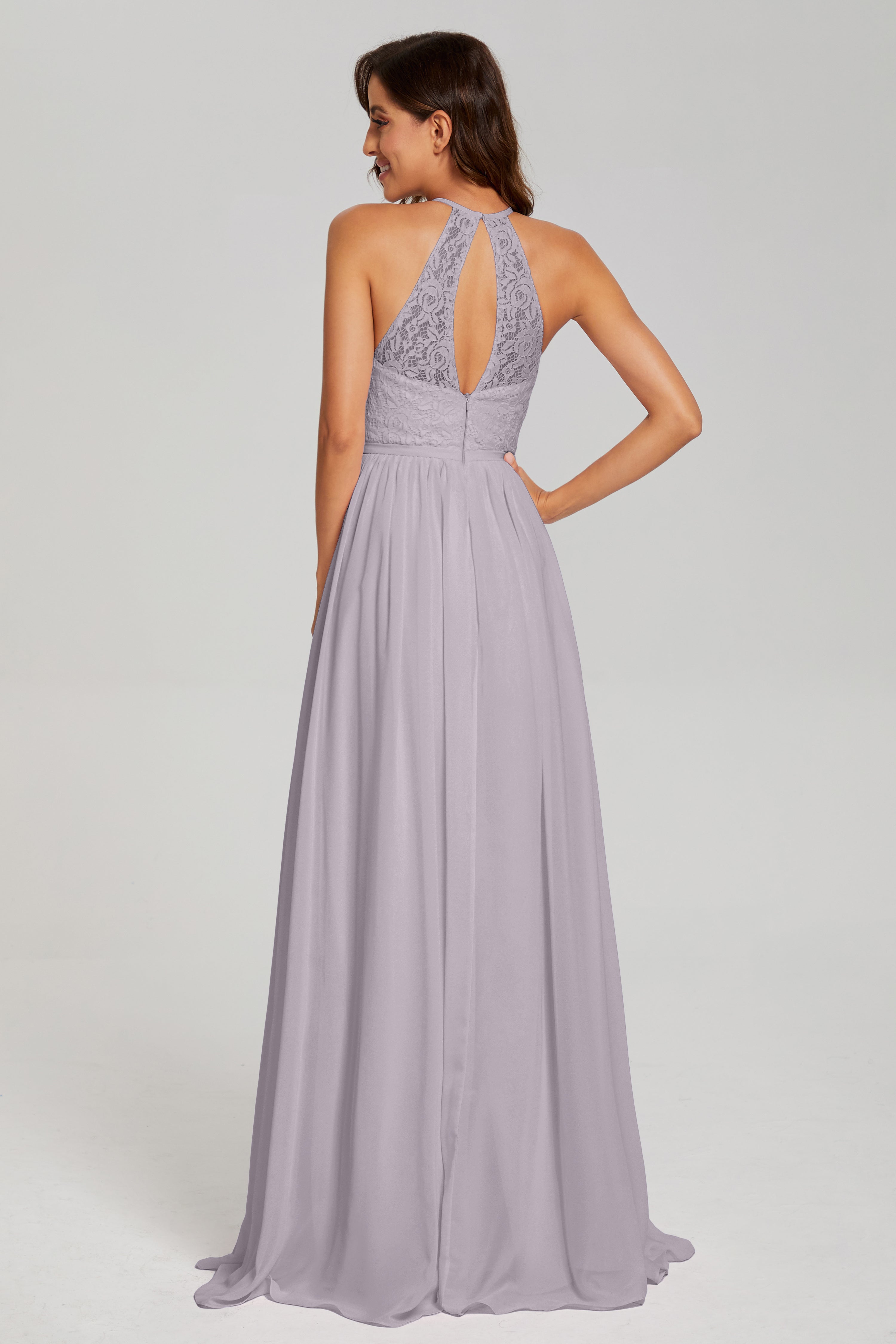 Open Back Sleeveless Halter Prom Dresses