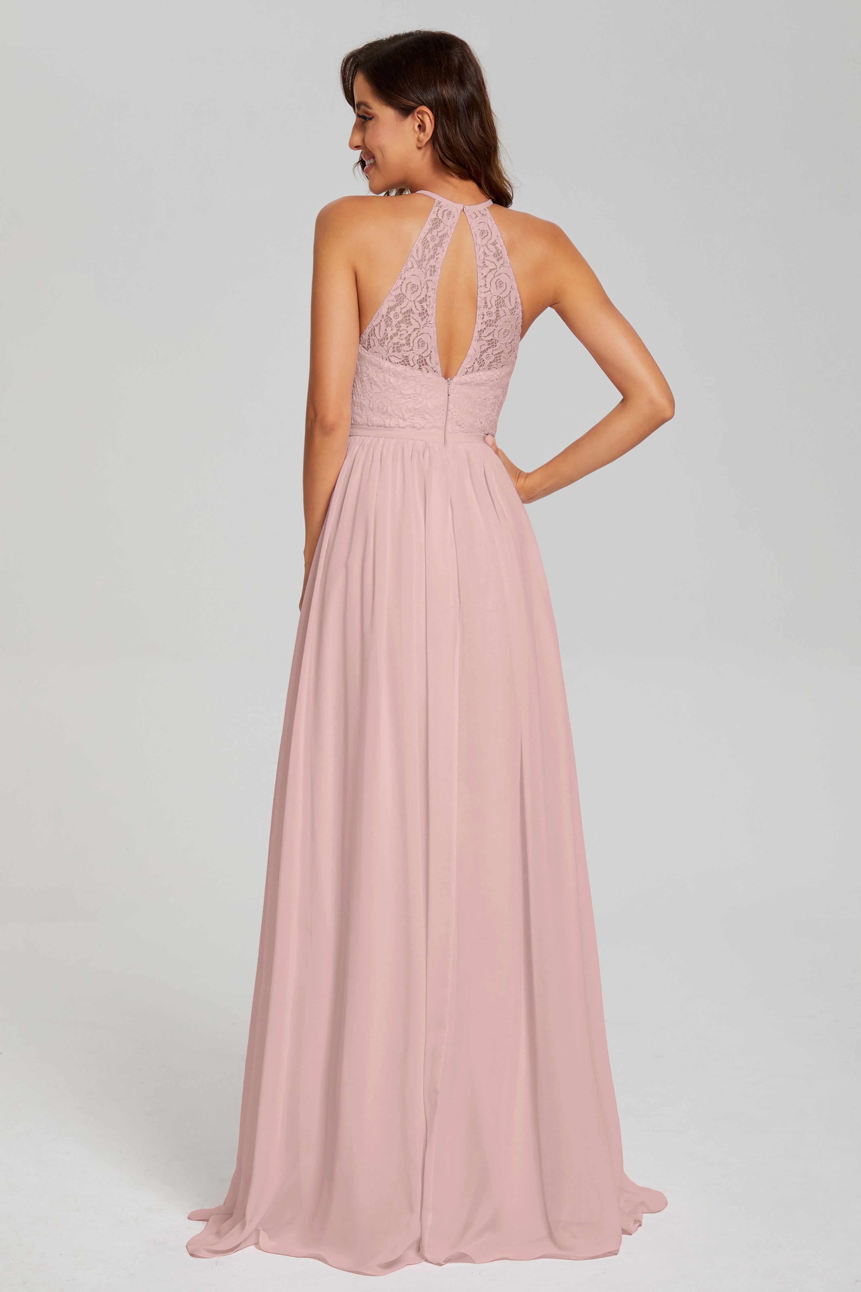 Open Back Sleeveless Halter Prom Dresses