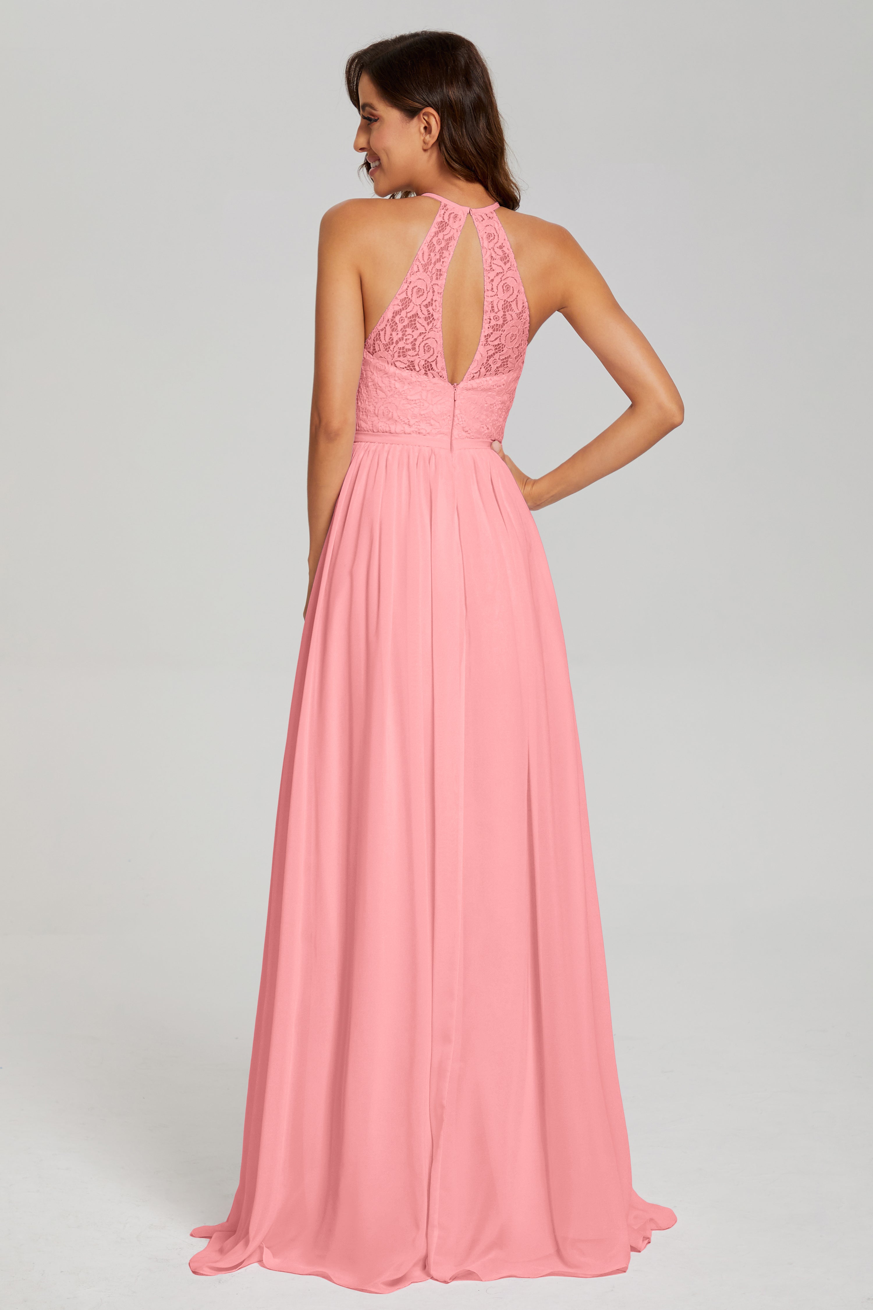 Open Back Sleeveless Halter Prom Dresses