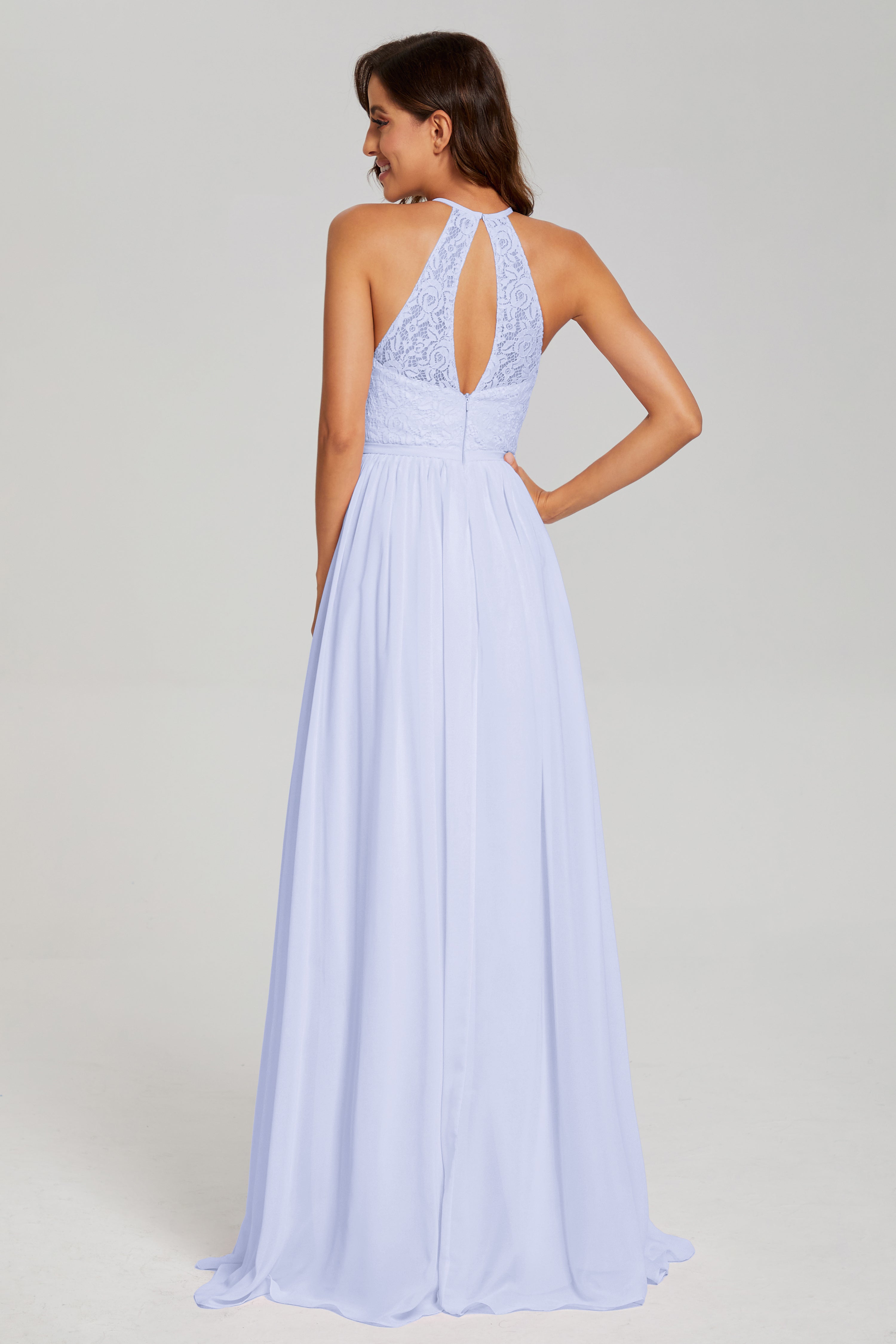 Open Back Sleeveless Halter Prom Dresses