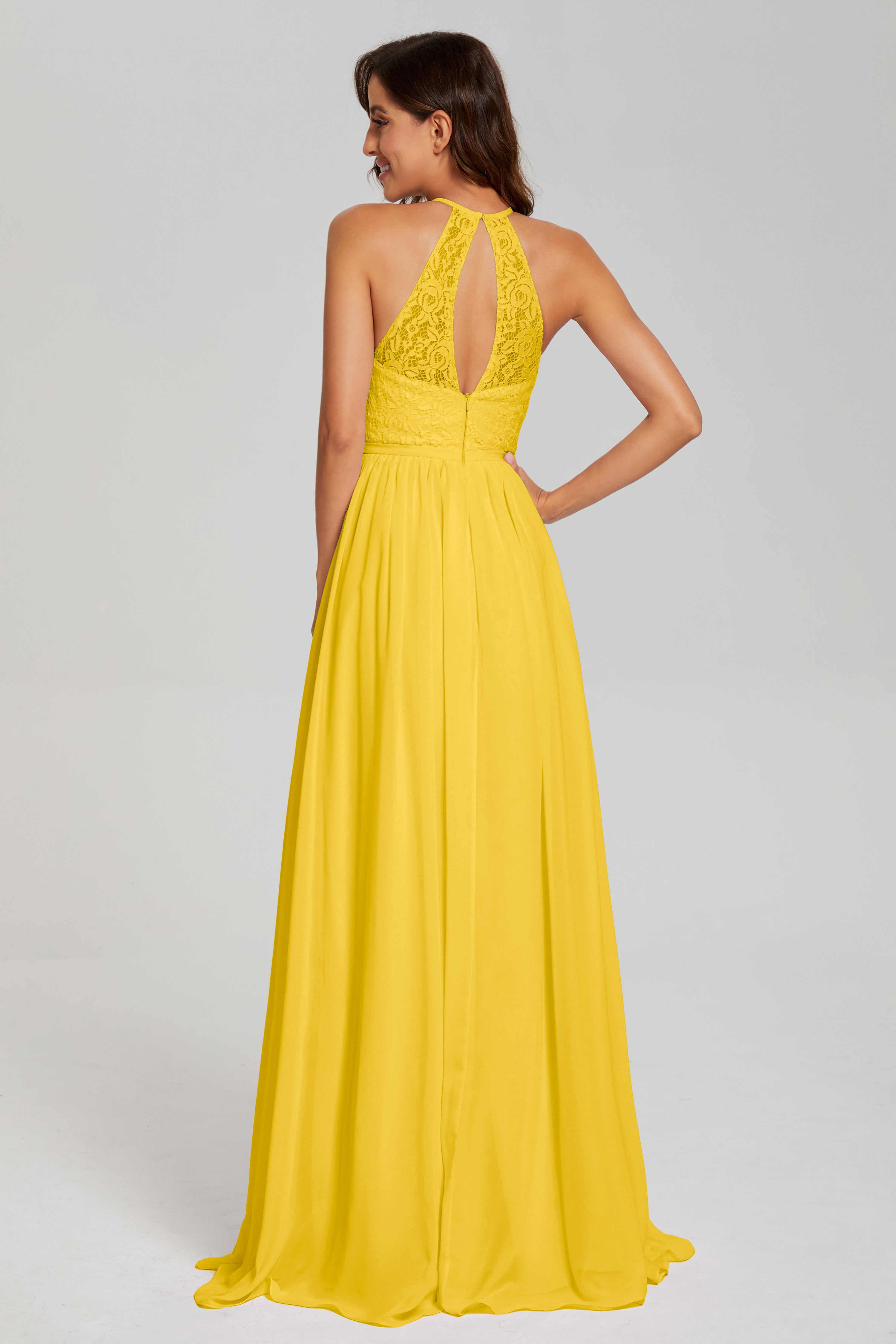 Open Back Sleeveless Halter Prom Dresses