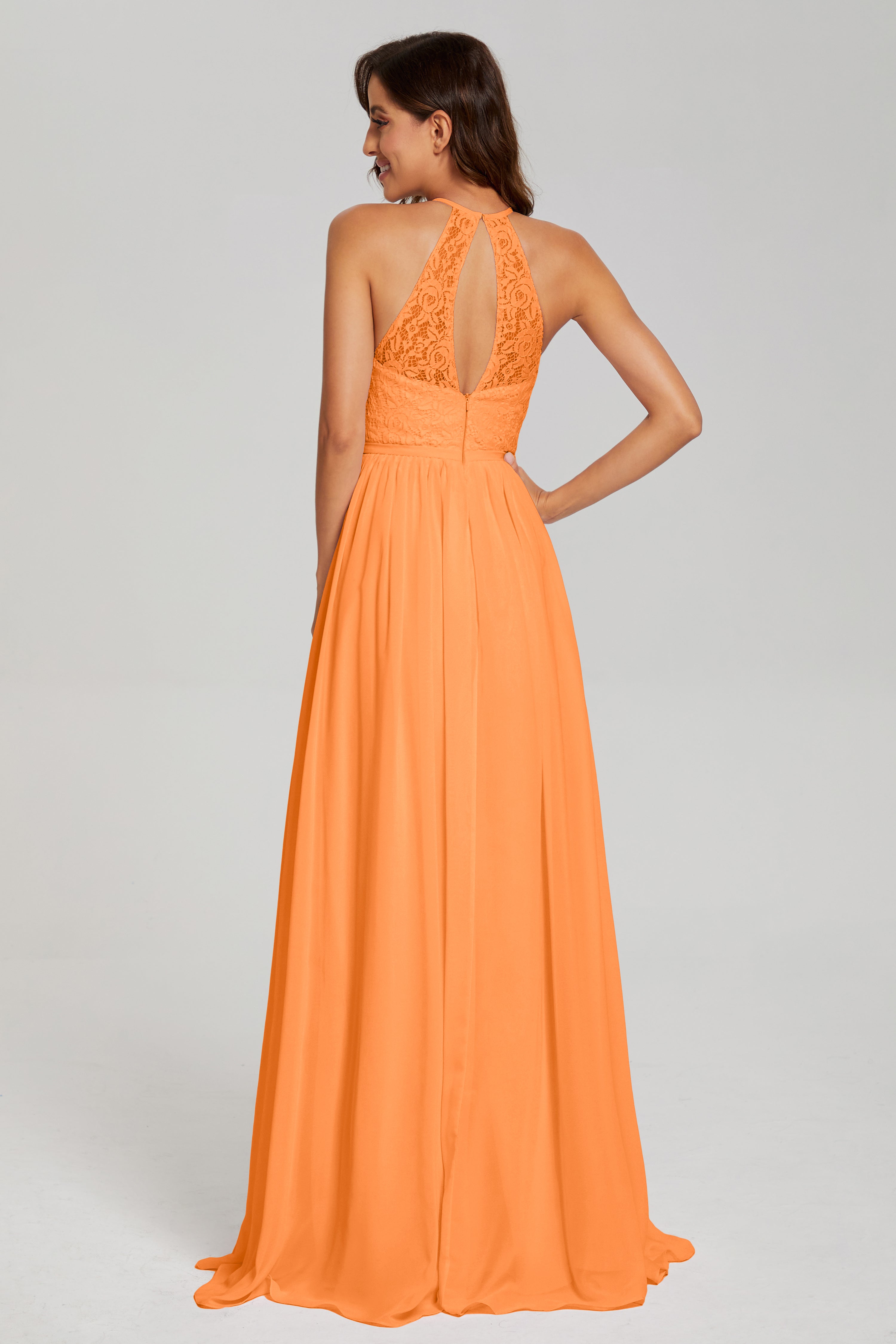 Open Back Sleeveless Halter Prom Dresses