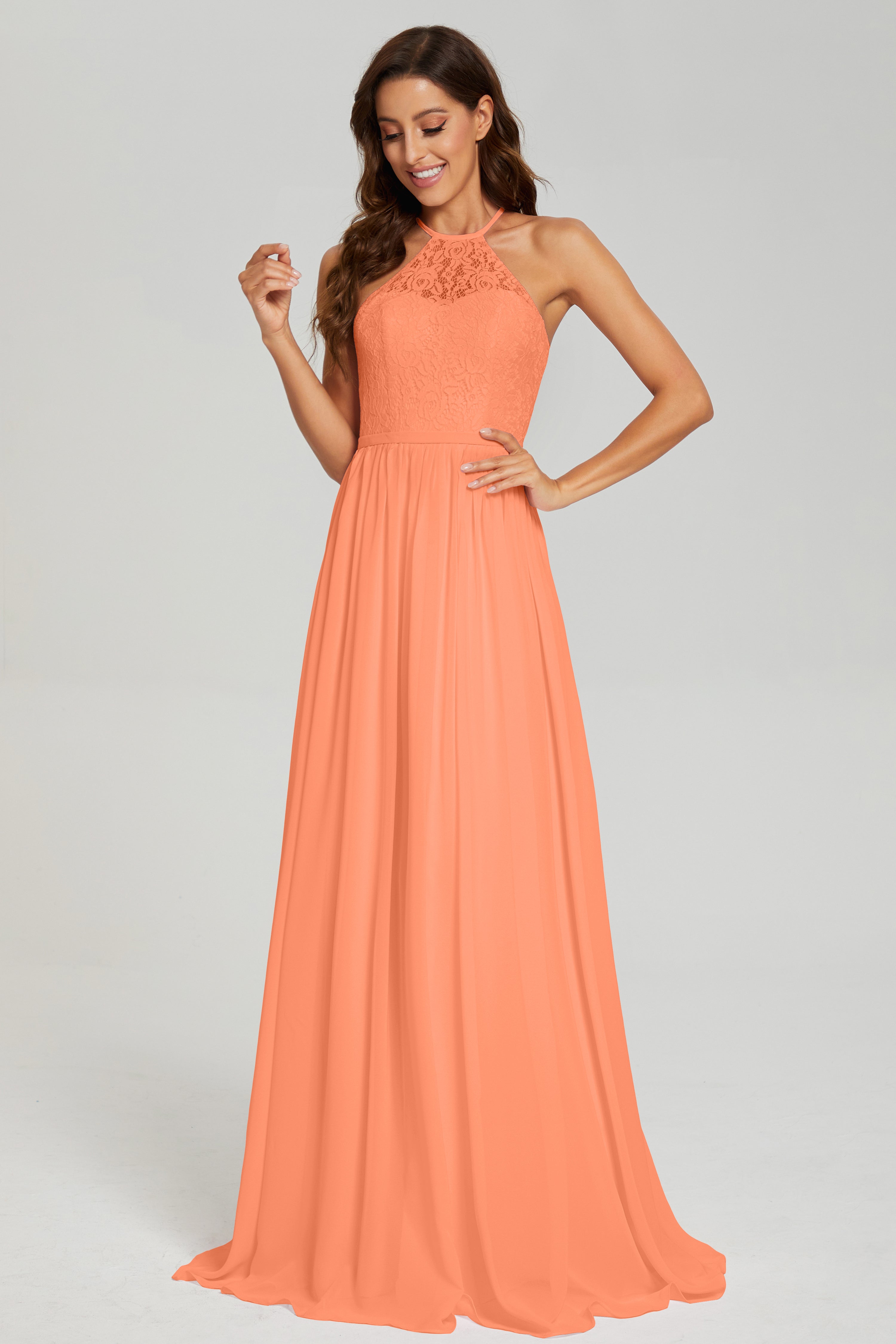 Open Back Sleeveless Halter Prom Dresses