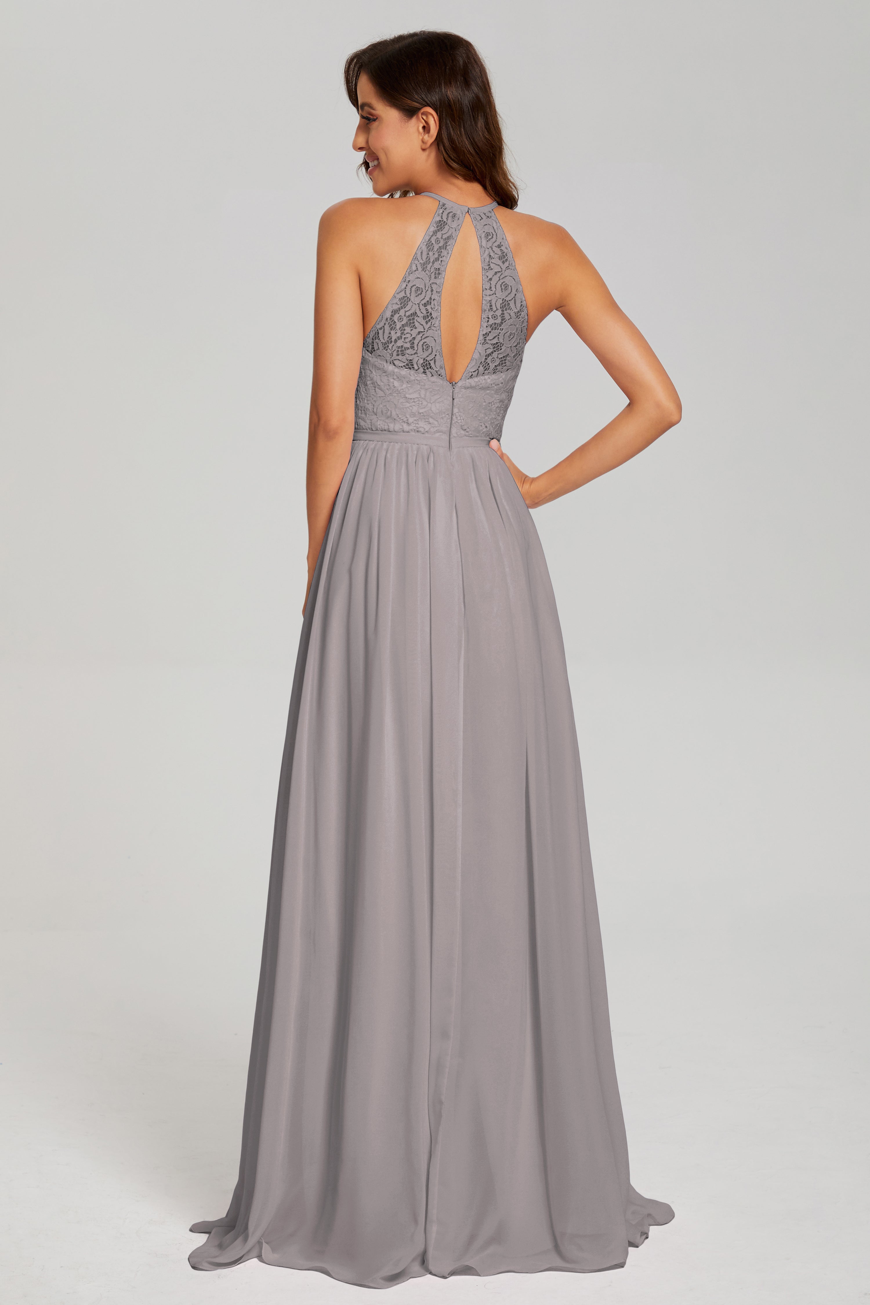 Open Back Sleeveless Halter Prom Dresses