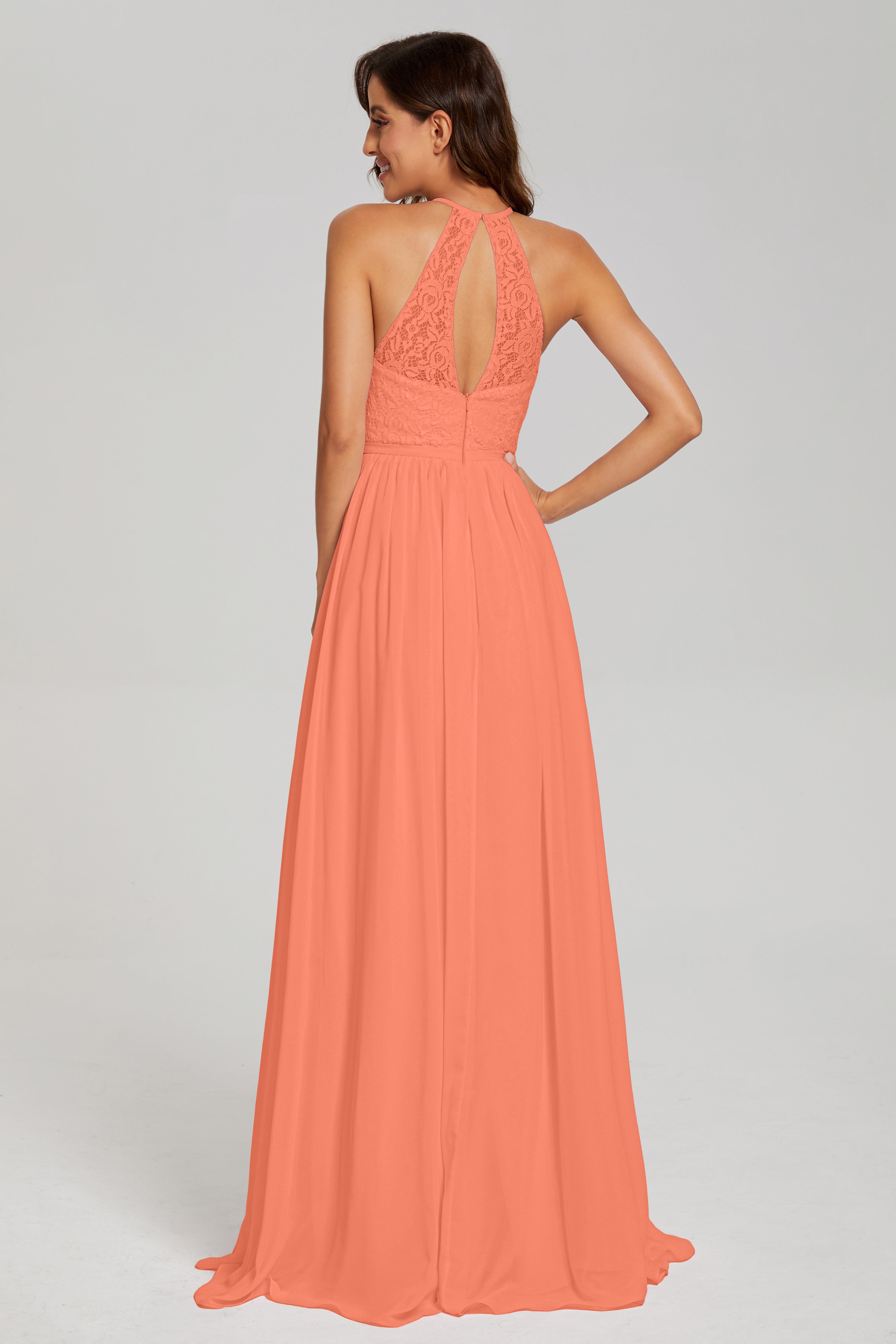 Open Back Sleeveless Halter Prom Dresses