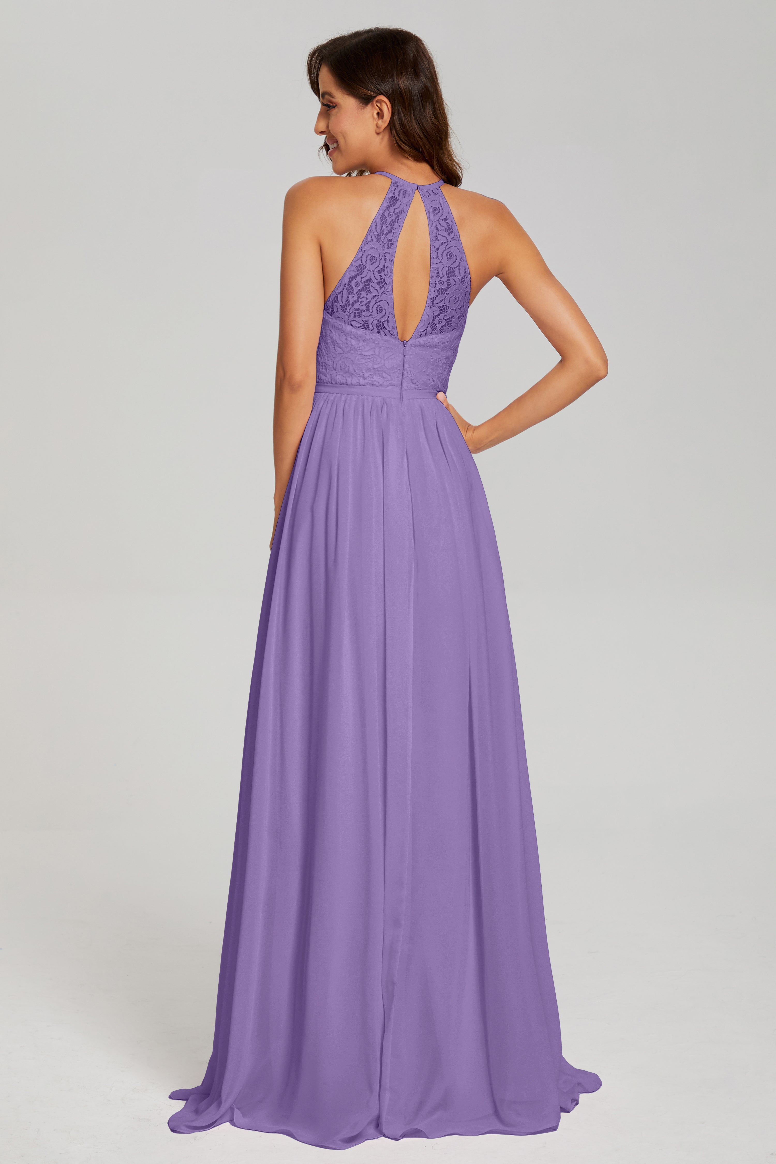 Open Back Sleeveless Halter Prom Dresses