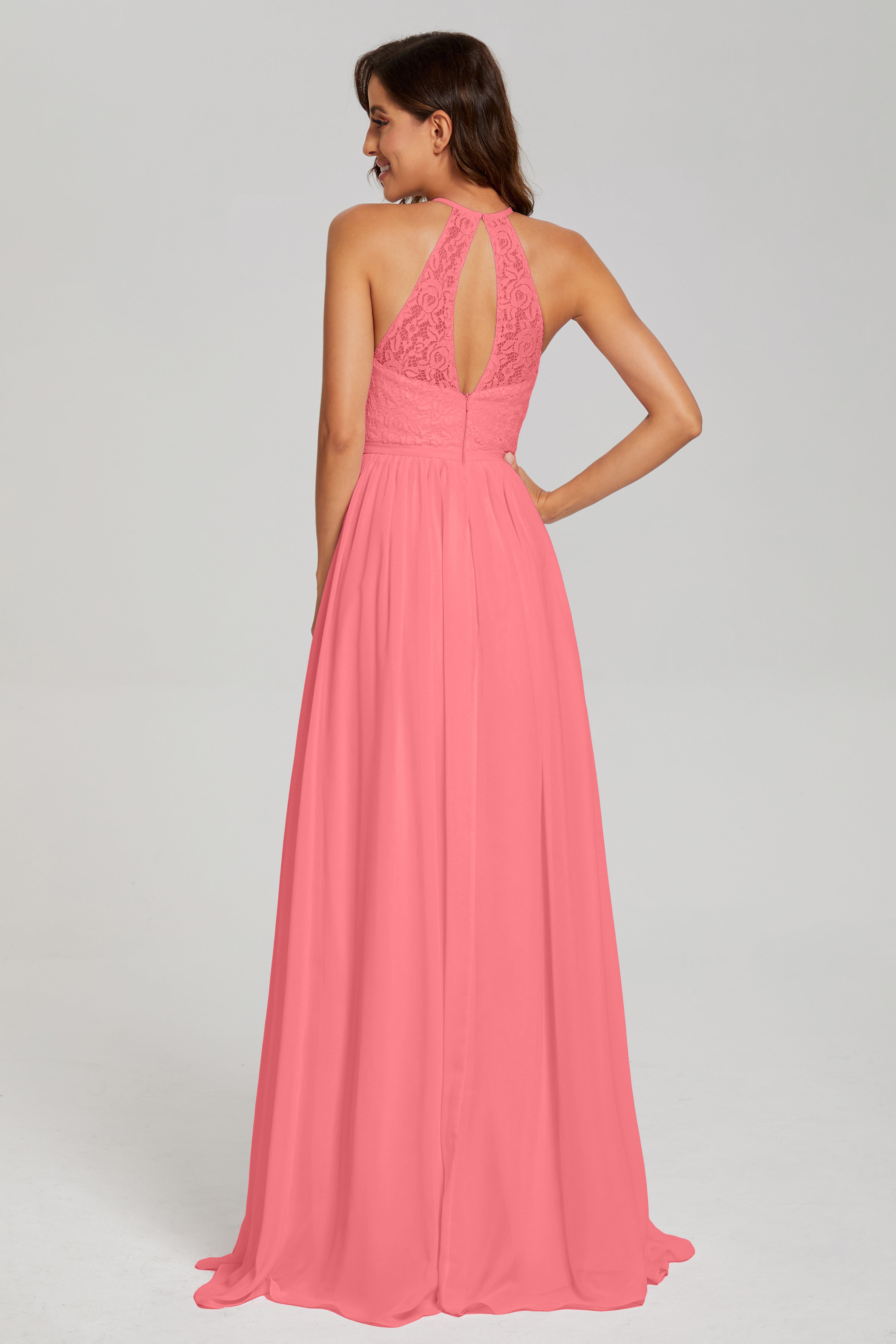 Open Back Sleeveless Halter Prom Dresses