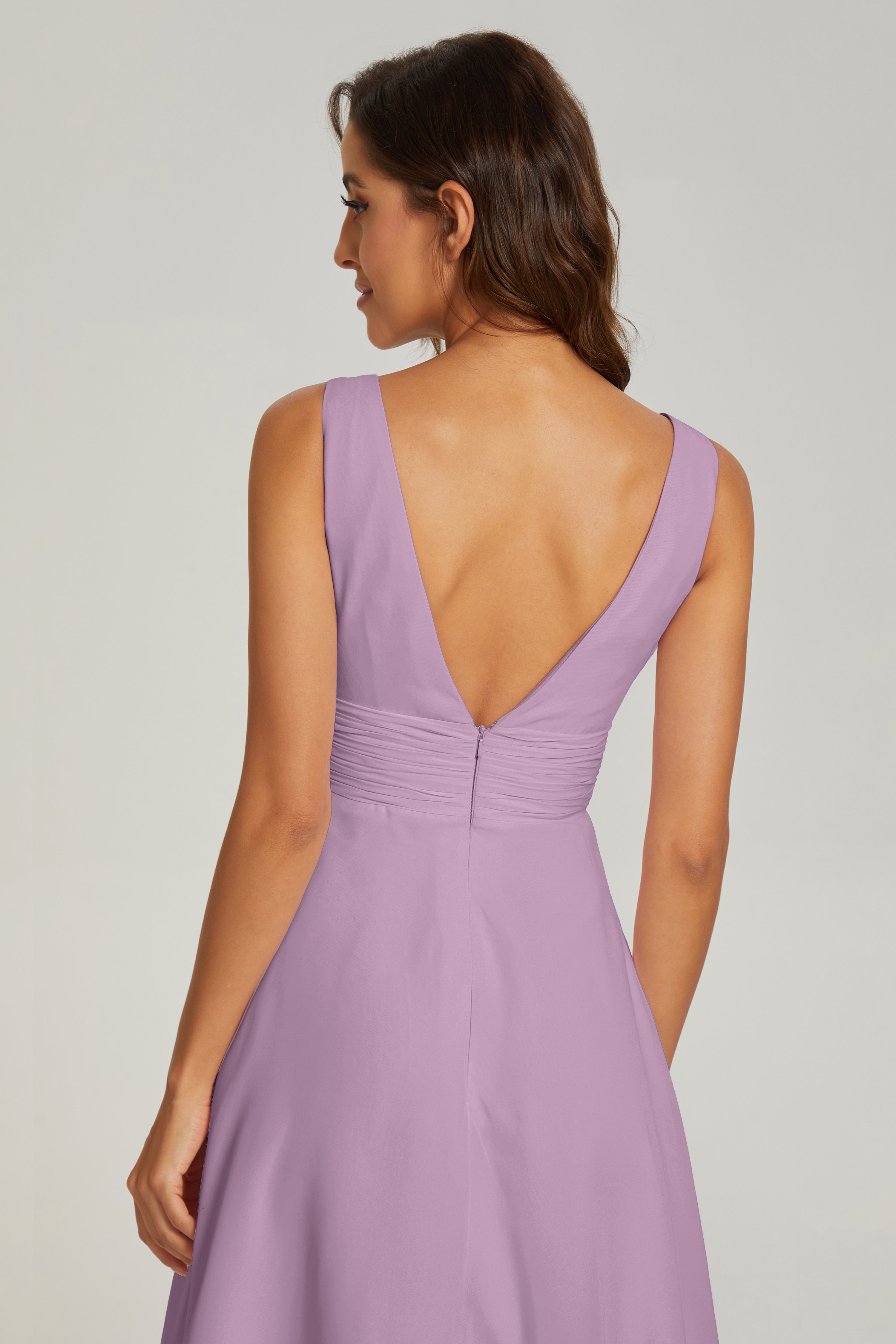 Pleating V-neck Short Prom Dresses