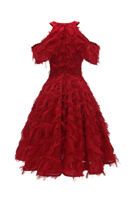 A-line Tassel Halter Vintage Dresses