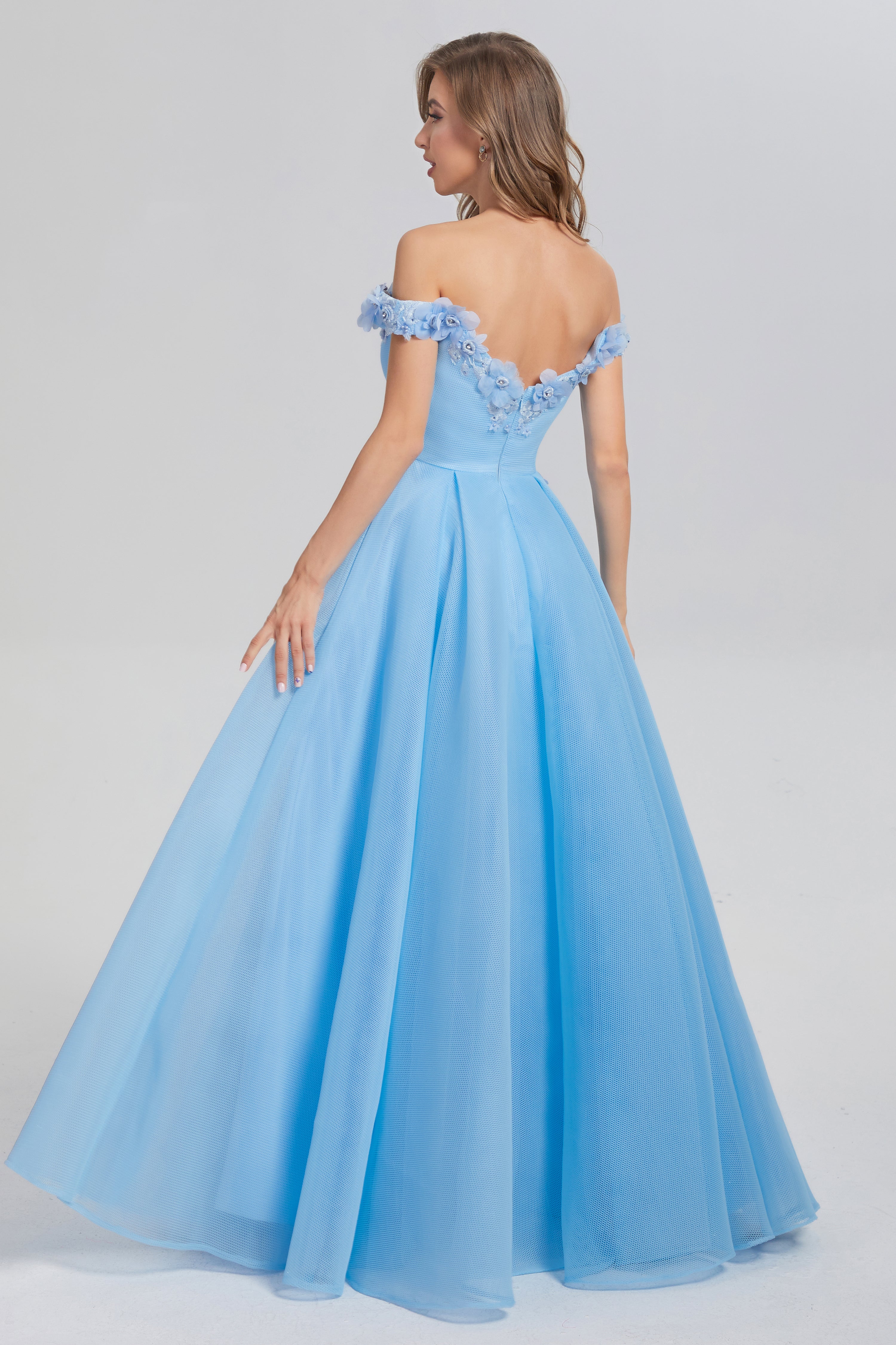 A-line Appliques Off the Shoulder Prom Dresses