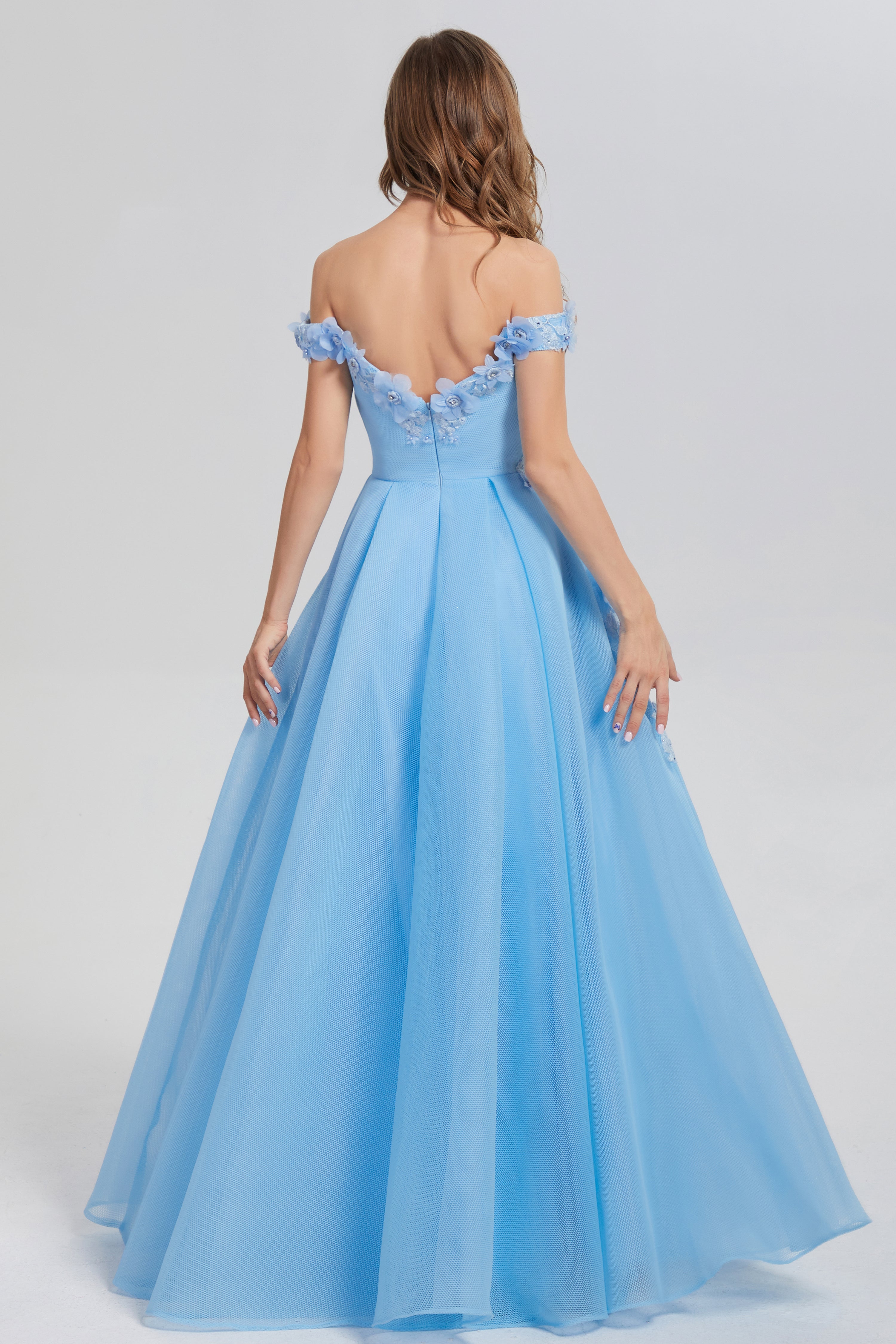 A-line Appliques Off the Shoulder Prom Dresses