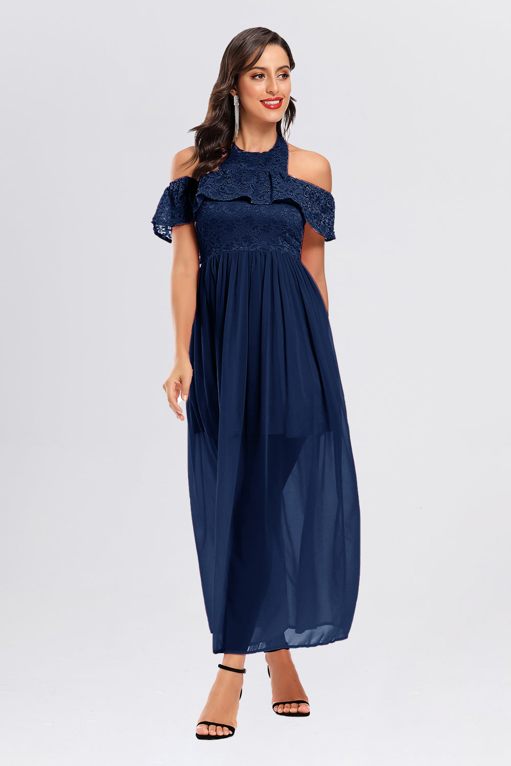 Butterfly Sleeve Halter Chiffon Vintage Dresses