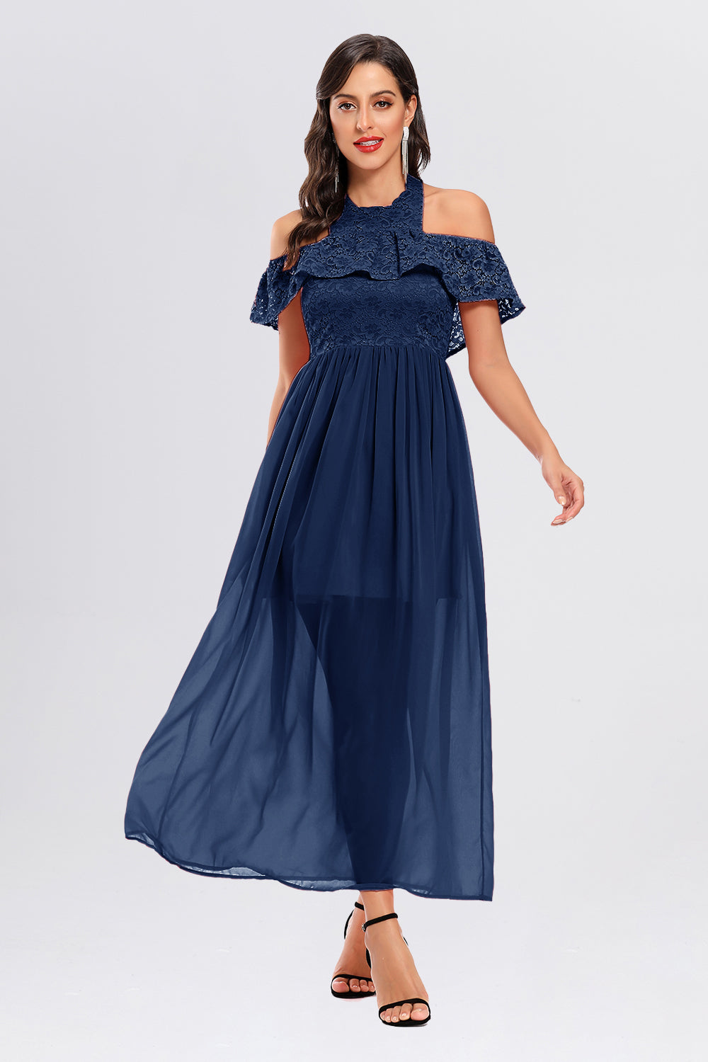 Butterfly Sleeve Halter Chiffon Vintage Dresses