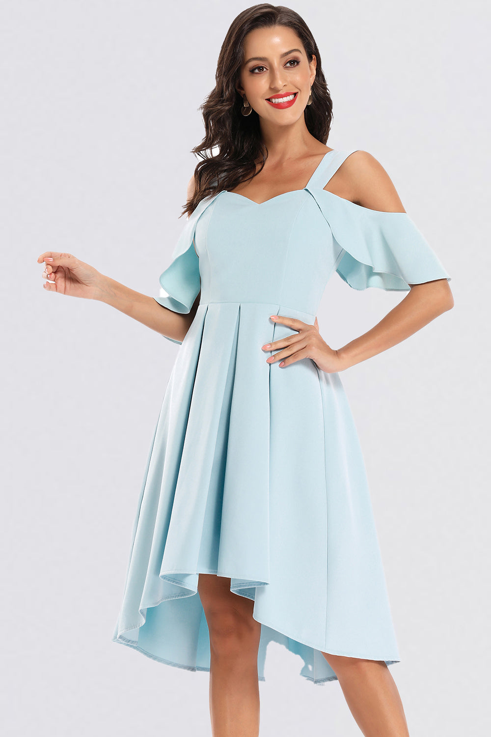 Butterfly Sleeve High Low Homecoming Dresses