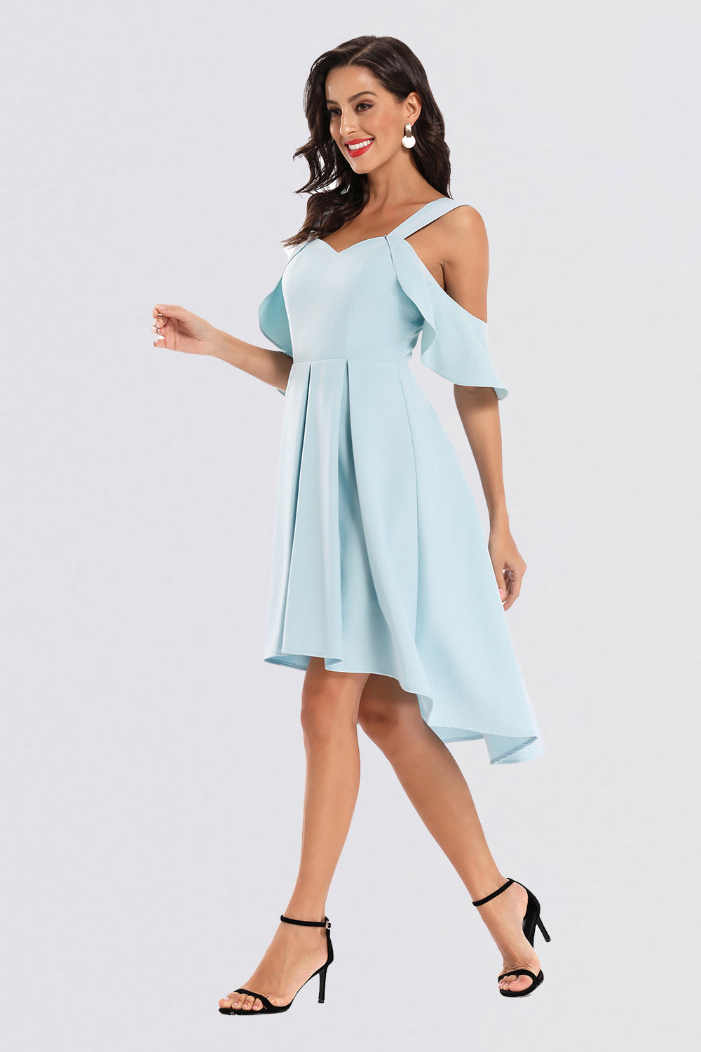 Butterfly Sleeve High Low Homecoming Dresses