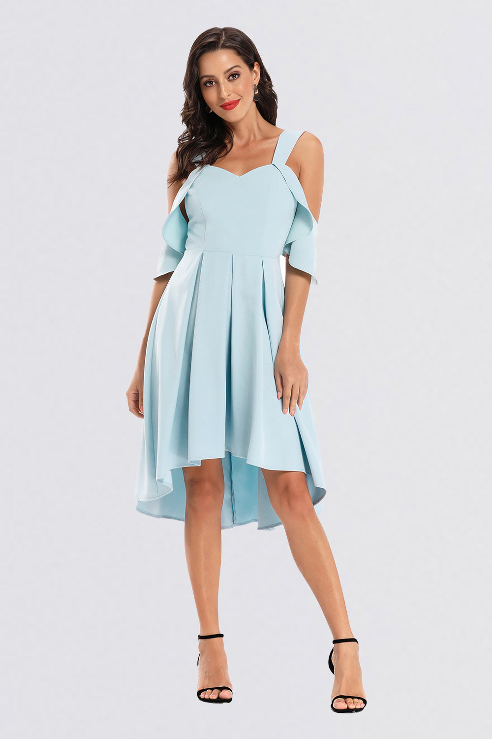 Butterfly Sleeve High Low Homecoming Dresses