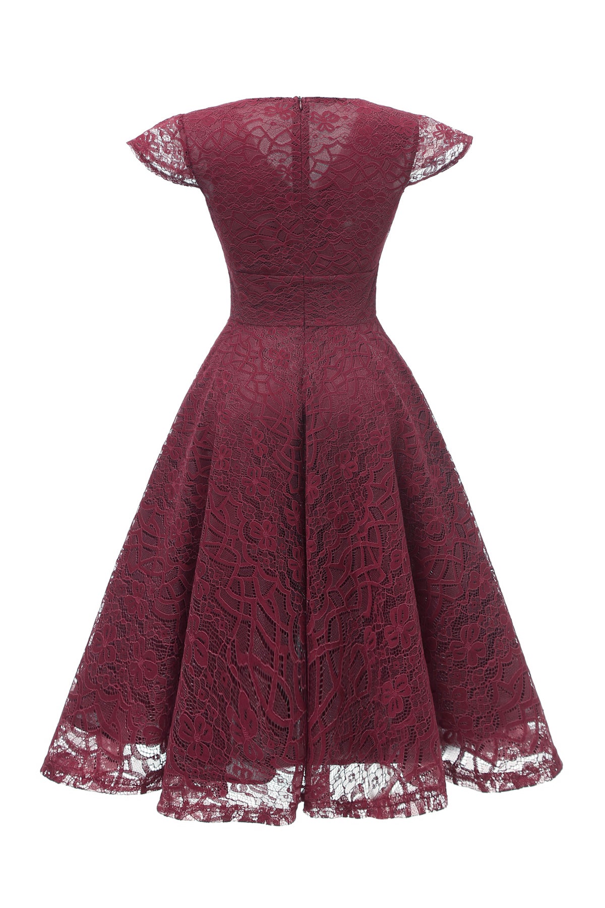 Cap Sleeve Pleating Zipper Vintage Dresses