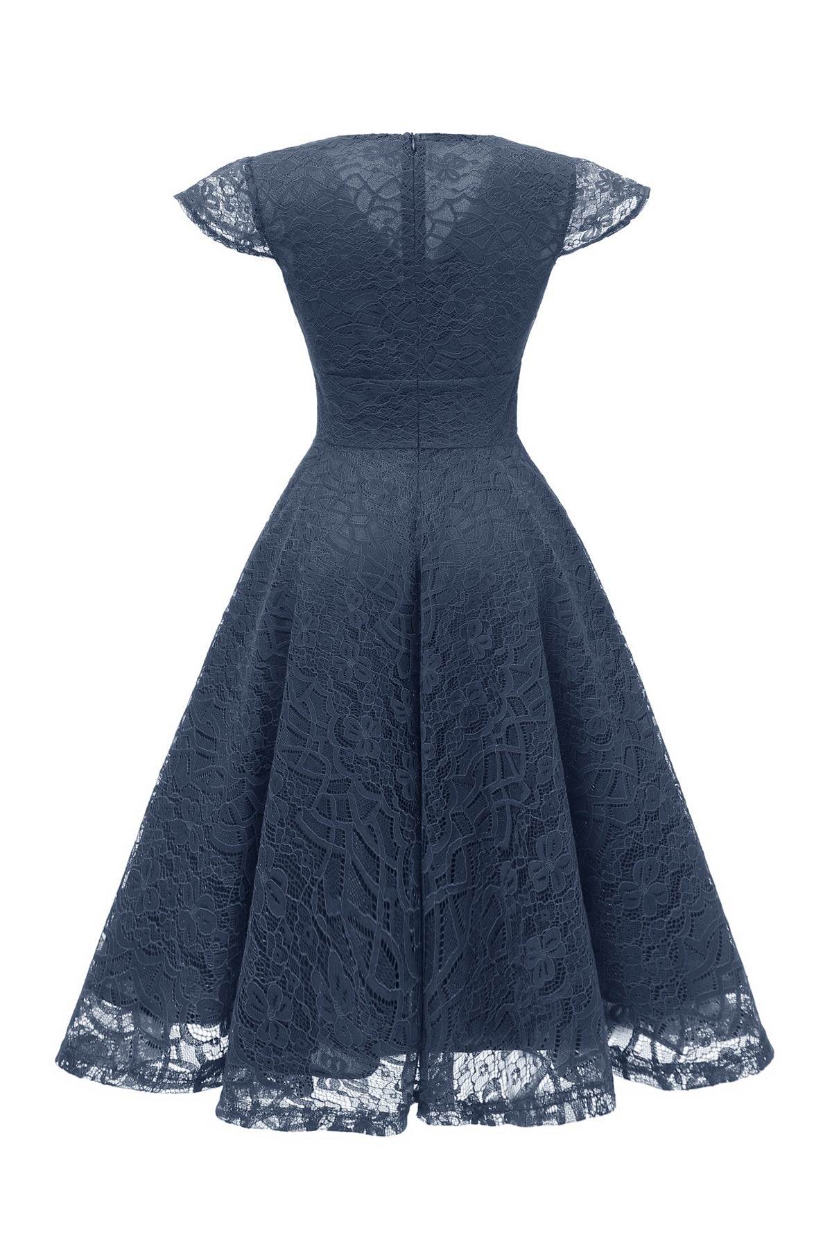 Cap Sleeve Pleating Zipper Vintage Dresses