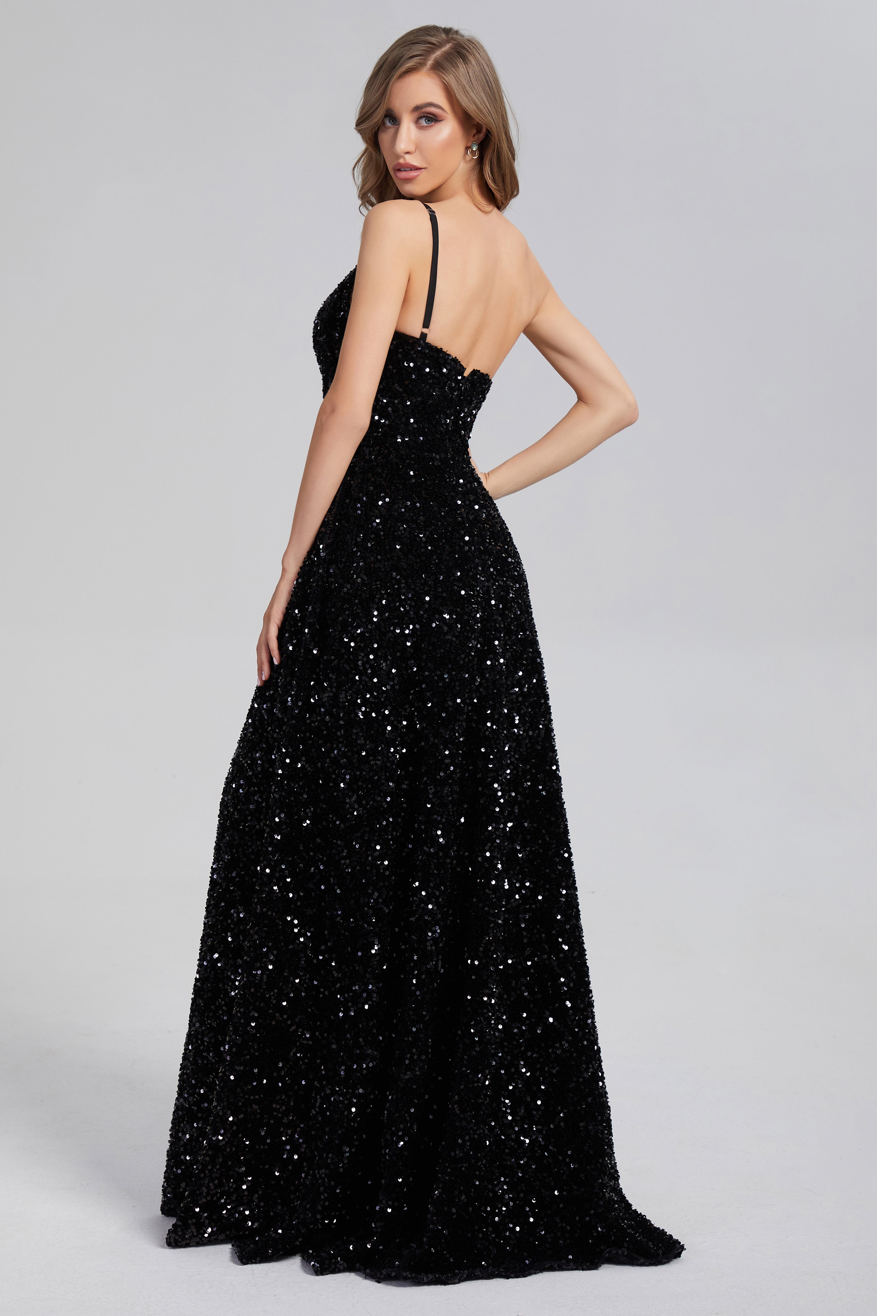 Charming Sequins One Shoulder  Prom Dresses