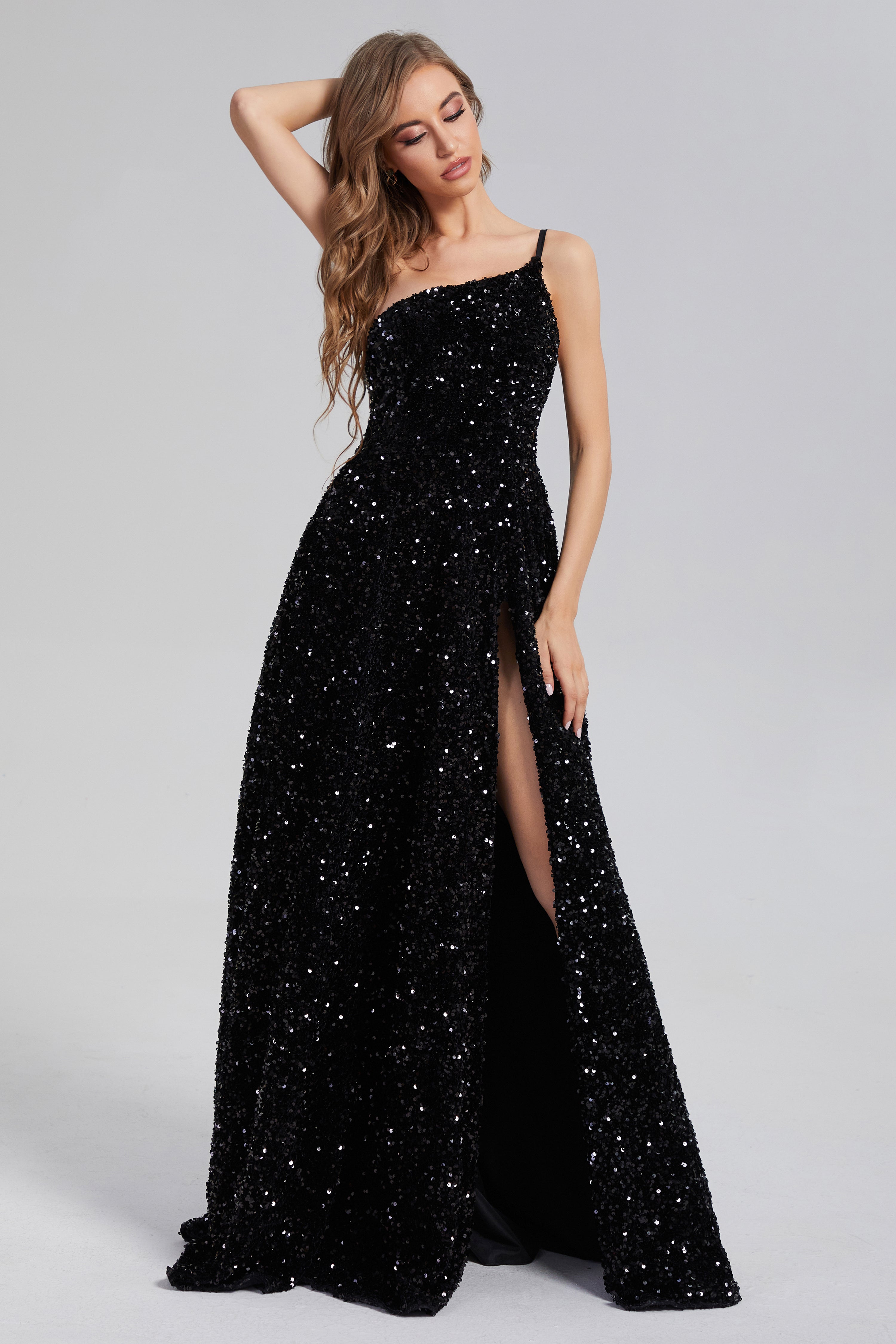 Charming Sequins One Shoulder  Prom Dresses