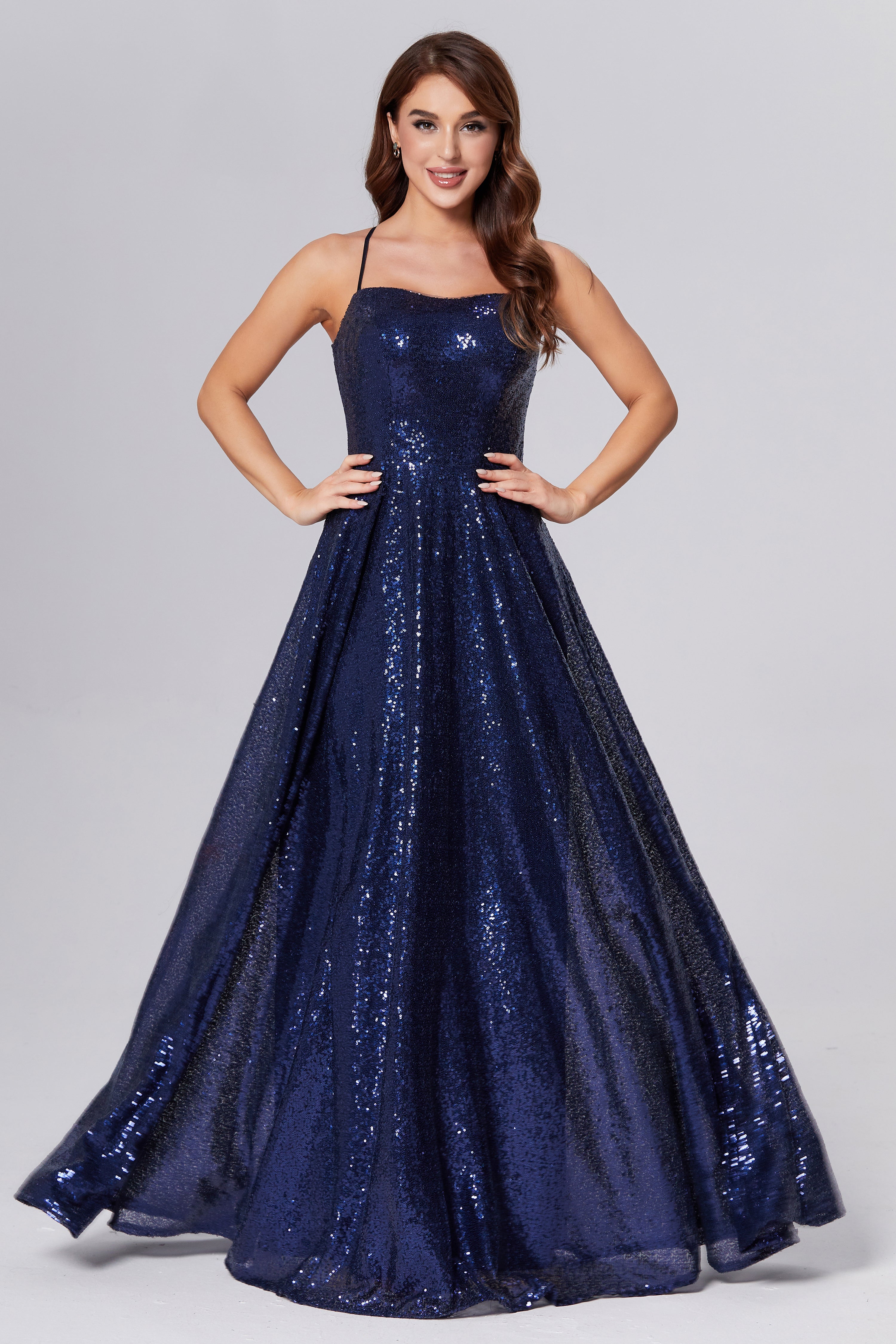 Criss Cross Sequins Prom Dresses