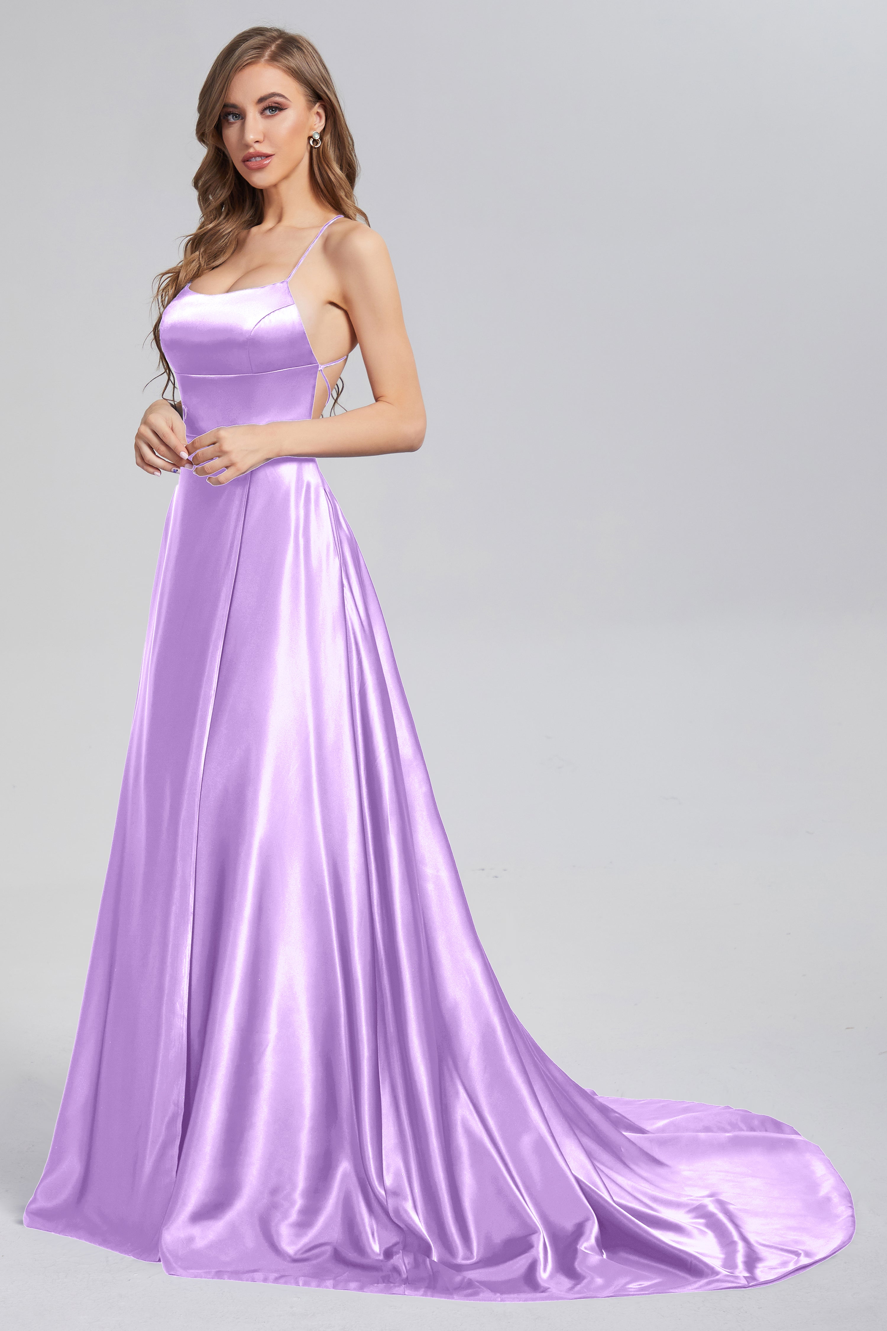 Criss Cross Spaghetti Straps Prom Dresses