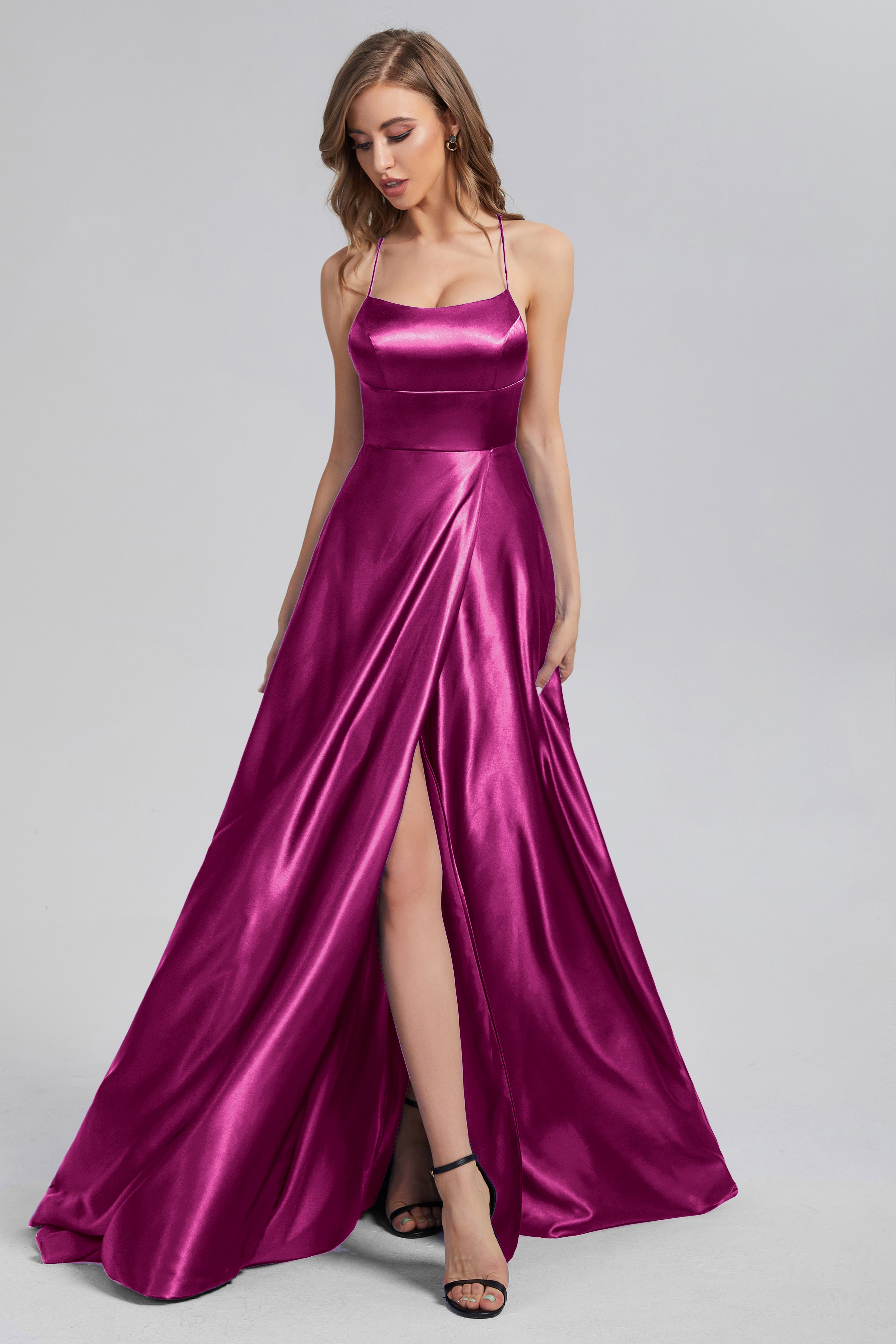 Criss Cross Spaghetti Straps Prom Dresses