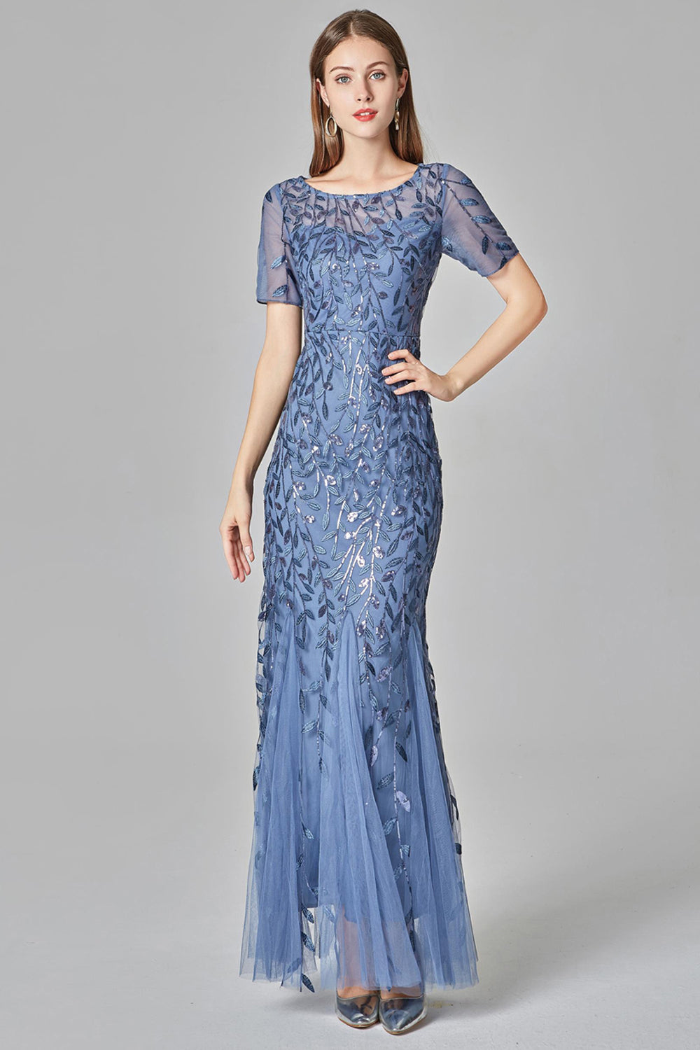 Elegant Sequins Embroidery Prom Dresses